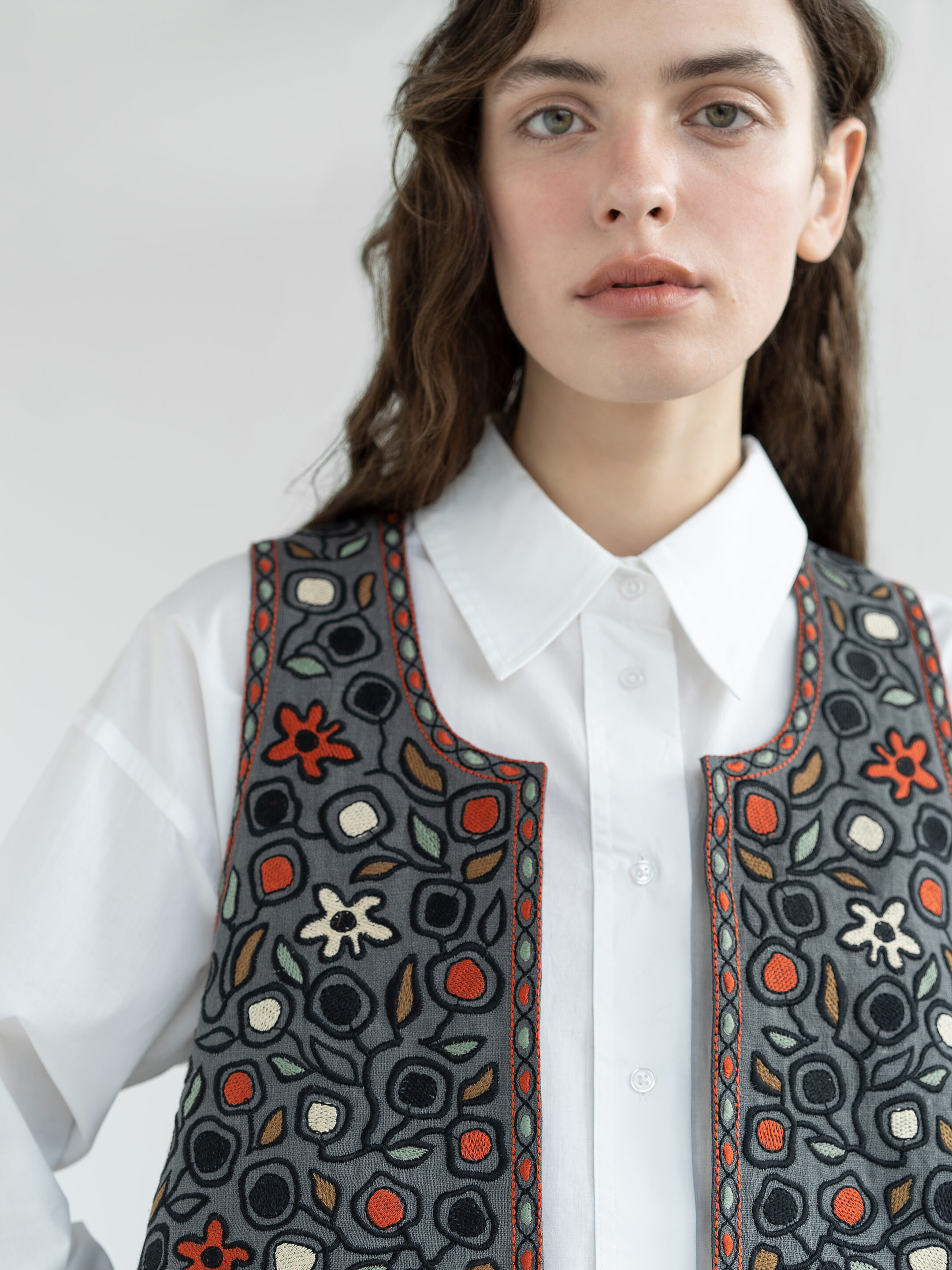 Linen vest with embroidery Zadorozhniy Jacket buy