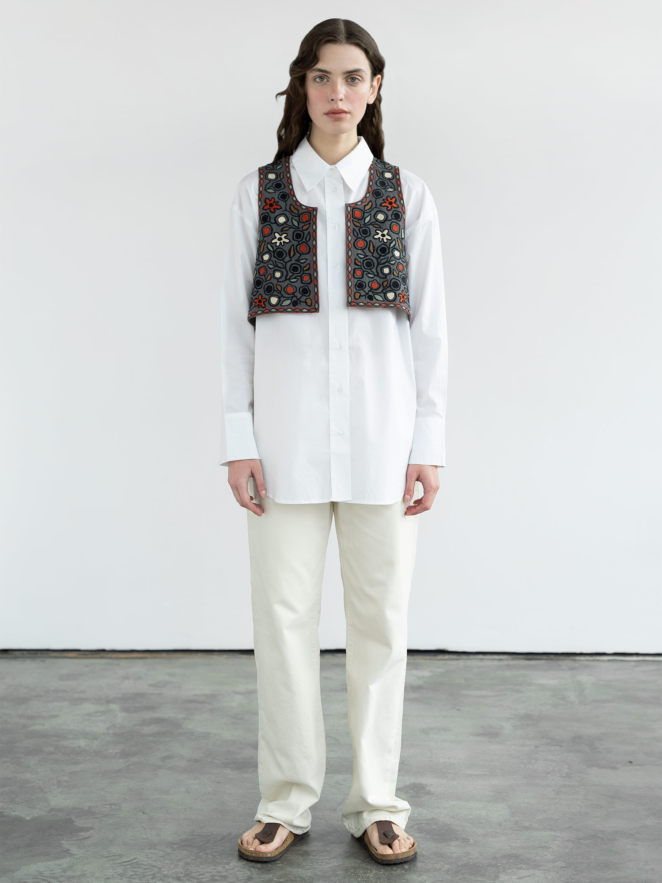 Linen vest with embroidery Zadorozhniy Jacket cheap