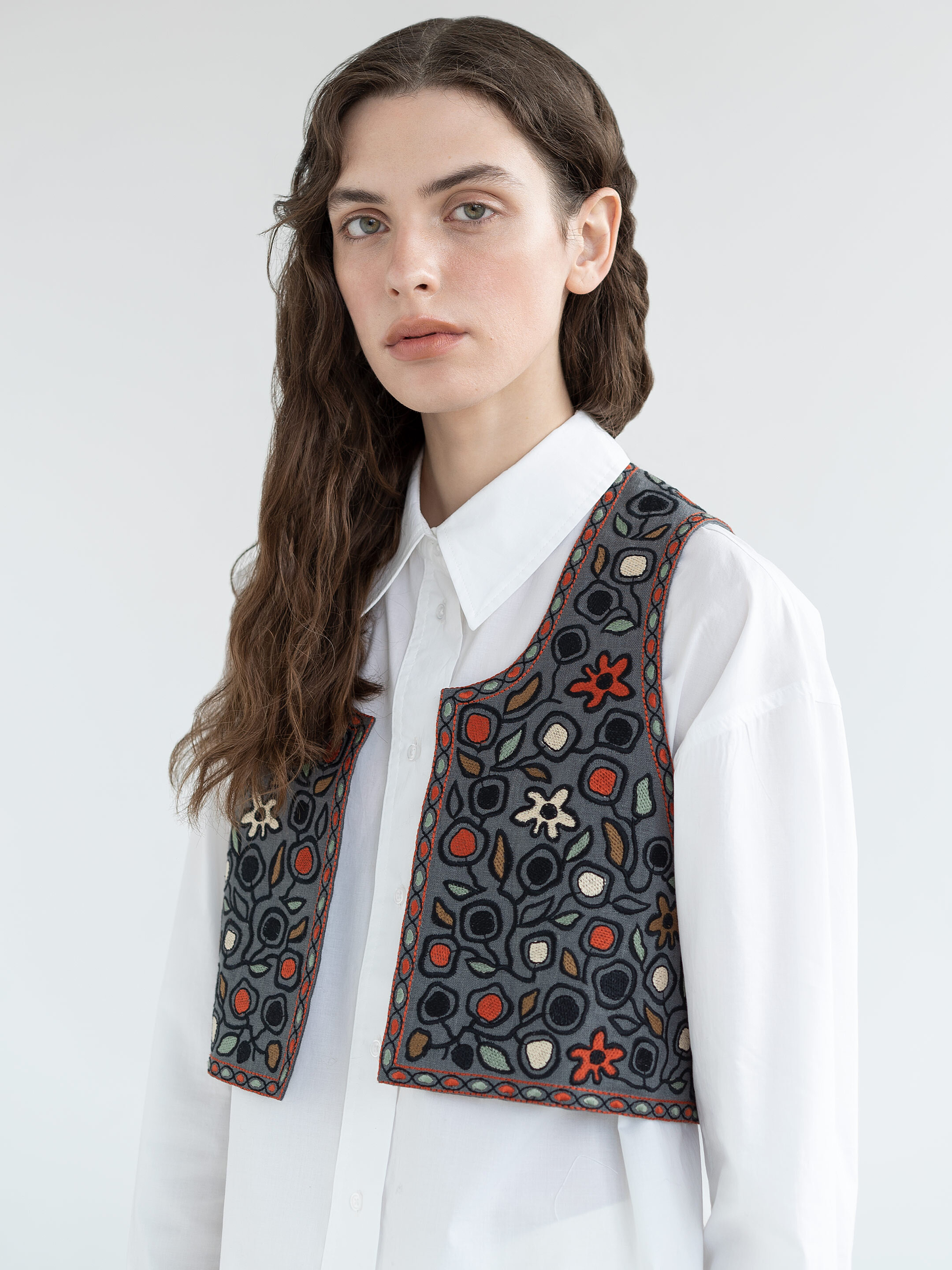 Linen vest with embroidery Zadorozhniy Jacket Buy