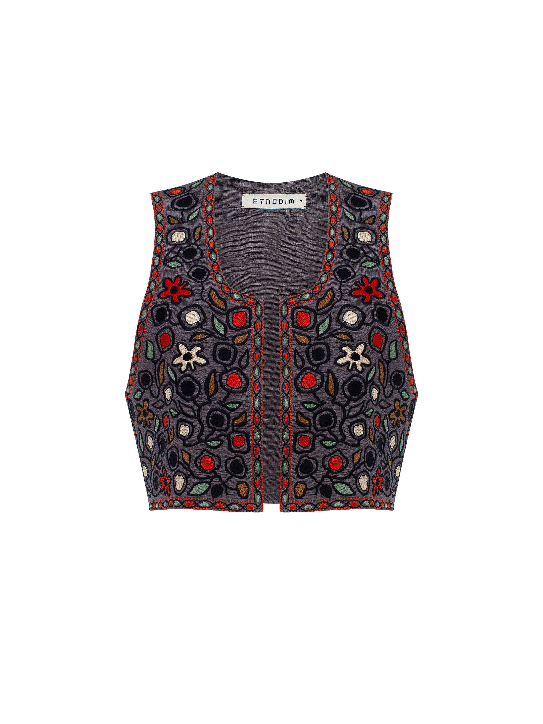 Linen vest with embroidery Zadorozhniy Jacket with delivery