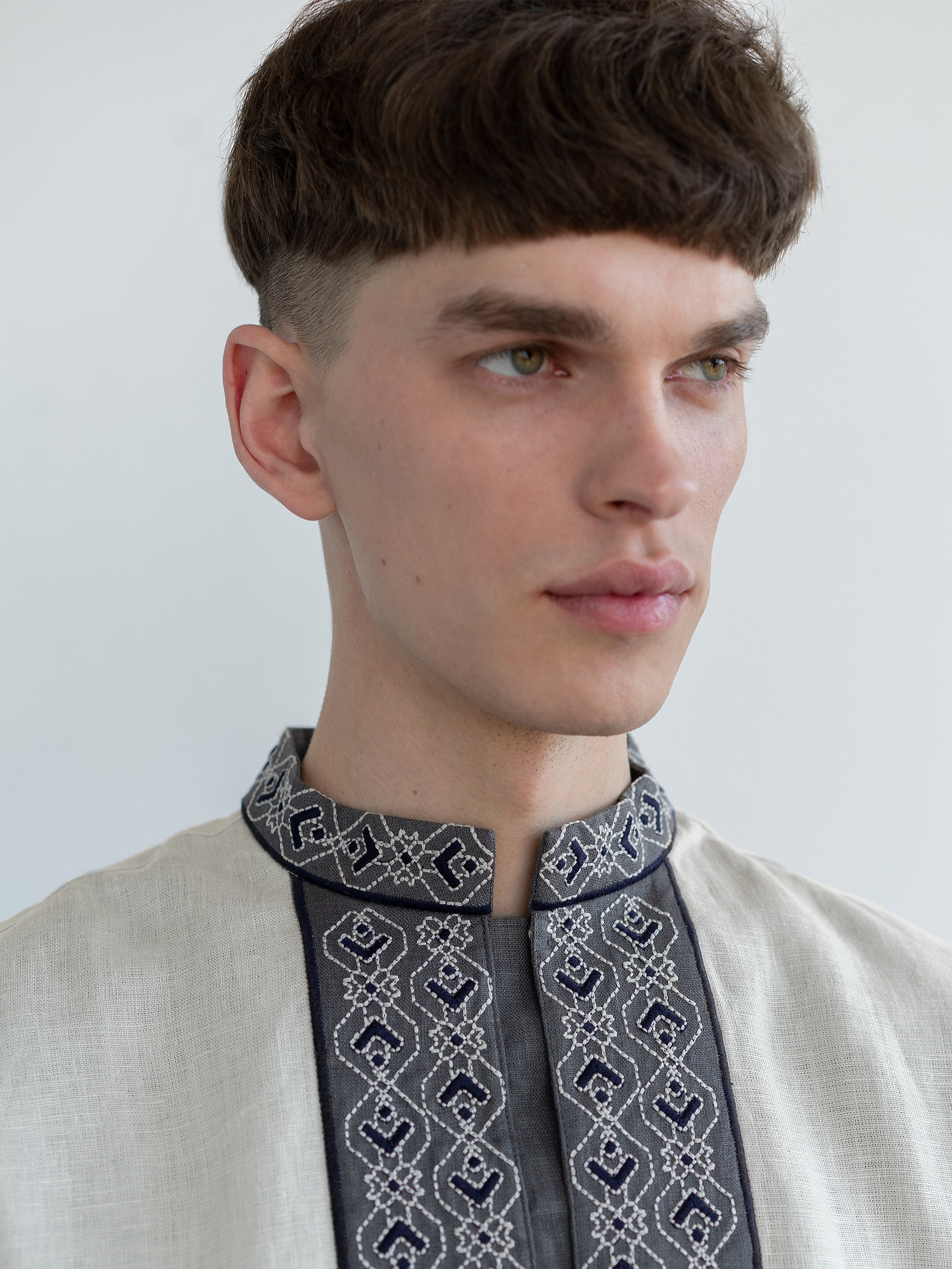 Gray Embroidered Shirt Sparrow cheap