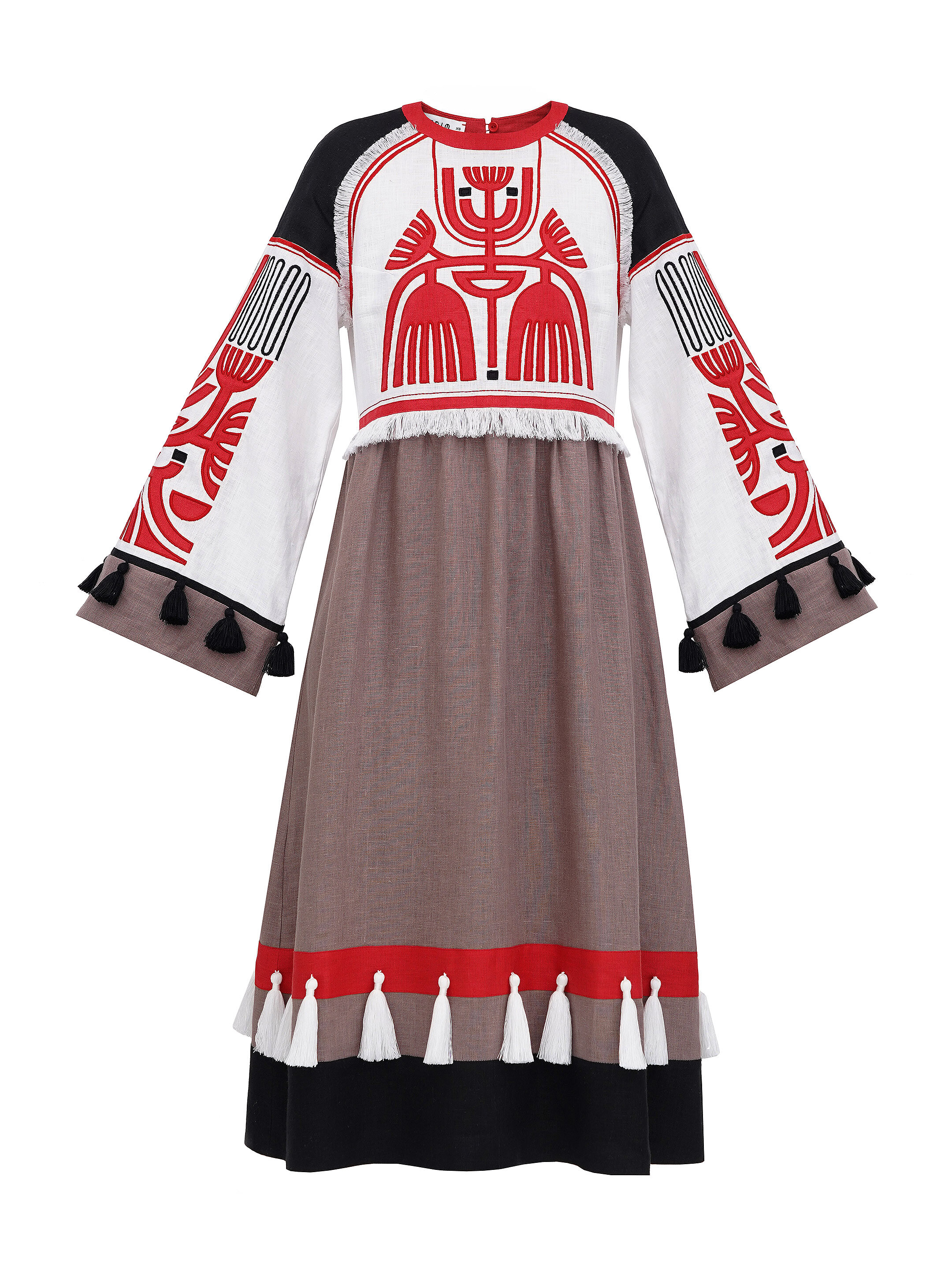Linen dress with applique Icon Red buy