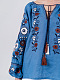 Blue embroidered shirt with floral ornament Fialka