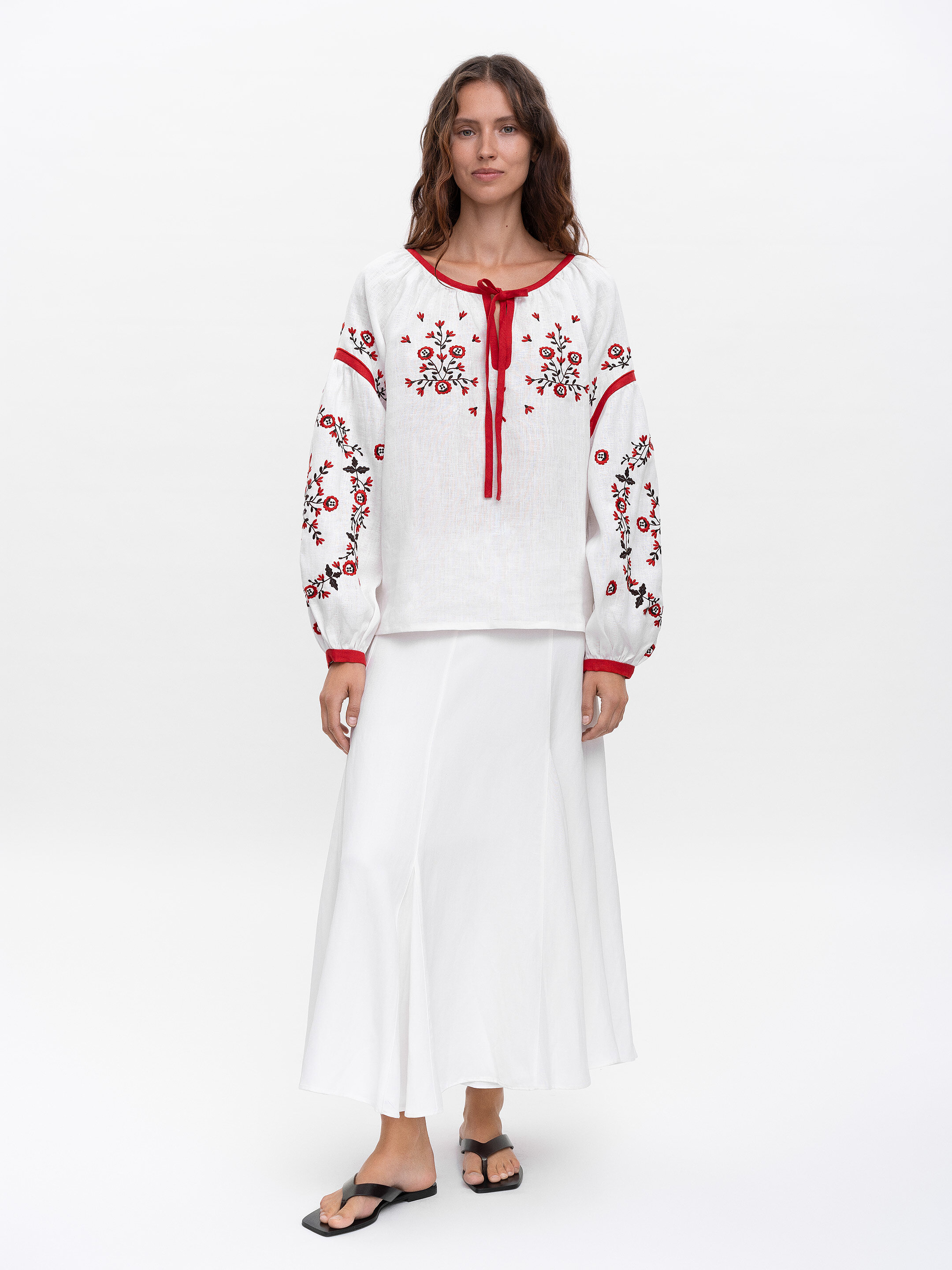 White embroidered shirt with free cut Svitanok in Ukraine