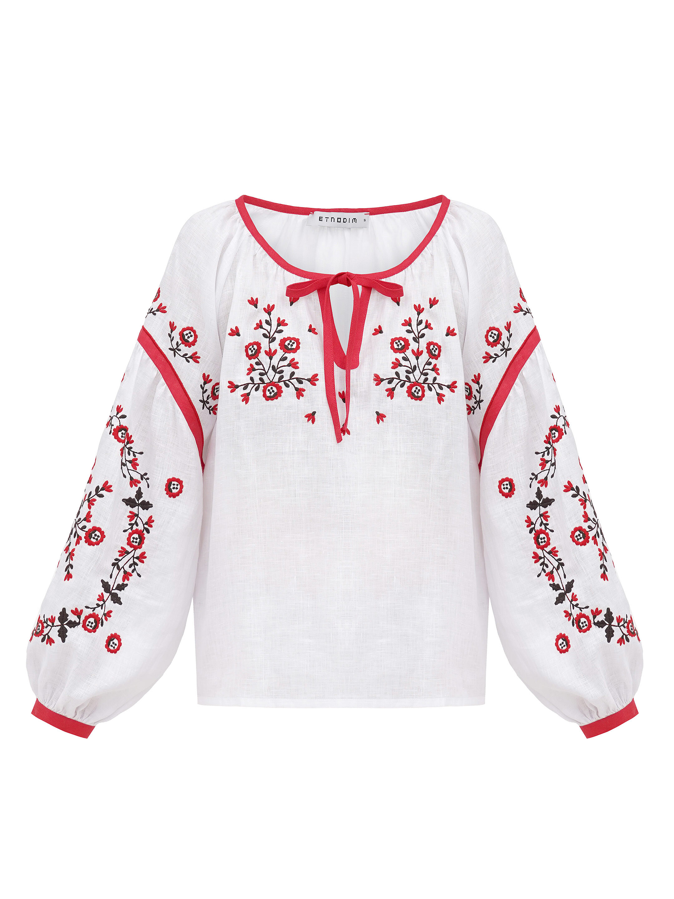 White embroidered shirt with free cut Svitanok choose