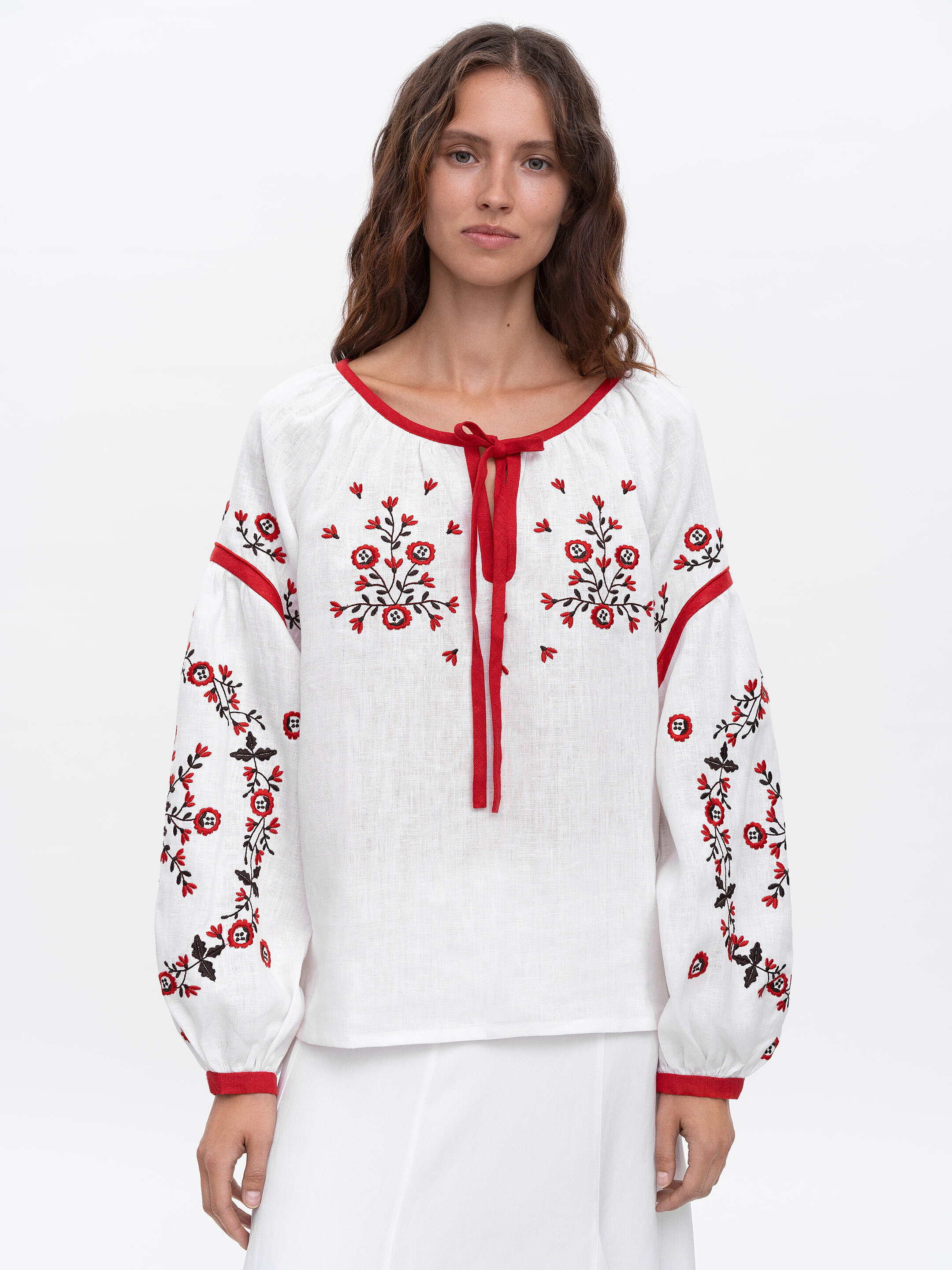 White embroidered shirt with free cut Svitanok Buy