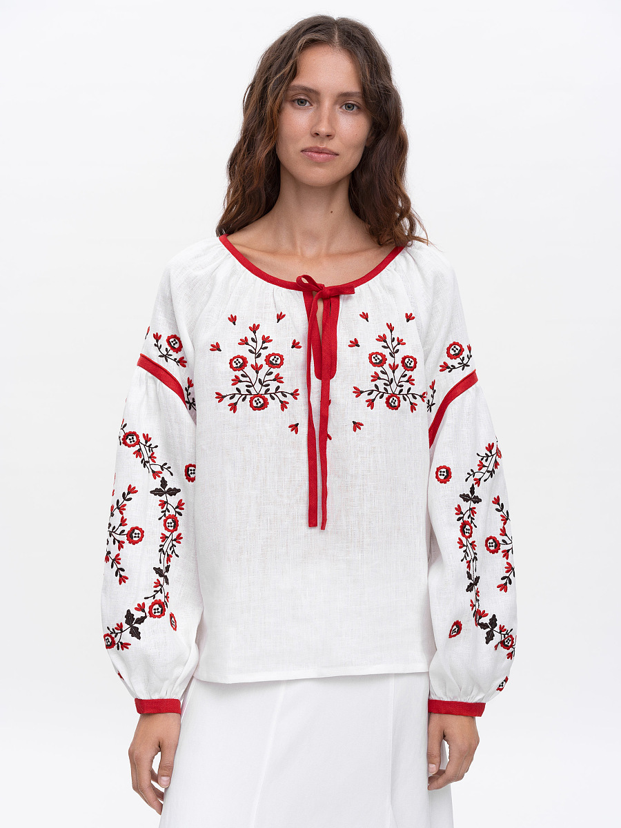 White embroidered shirt with free cut Svitanok [0]