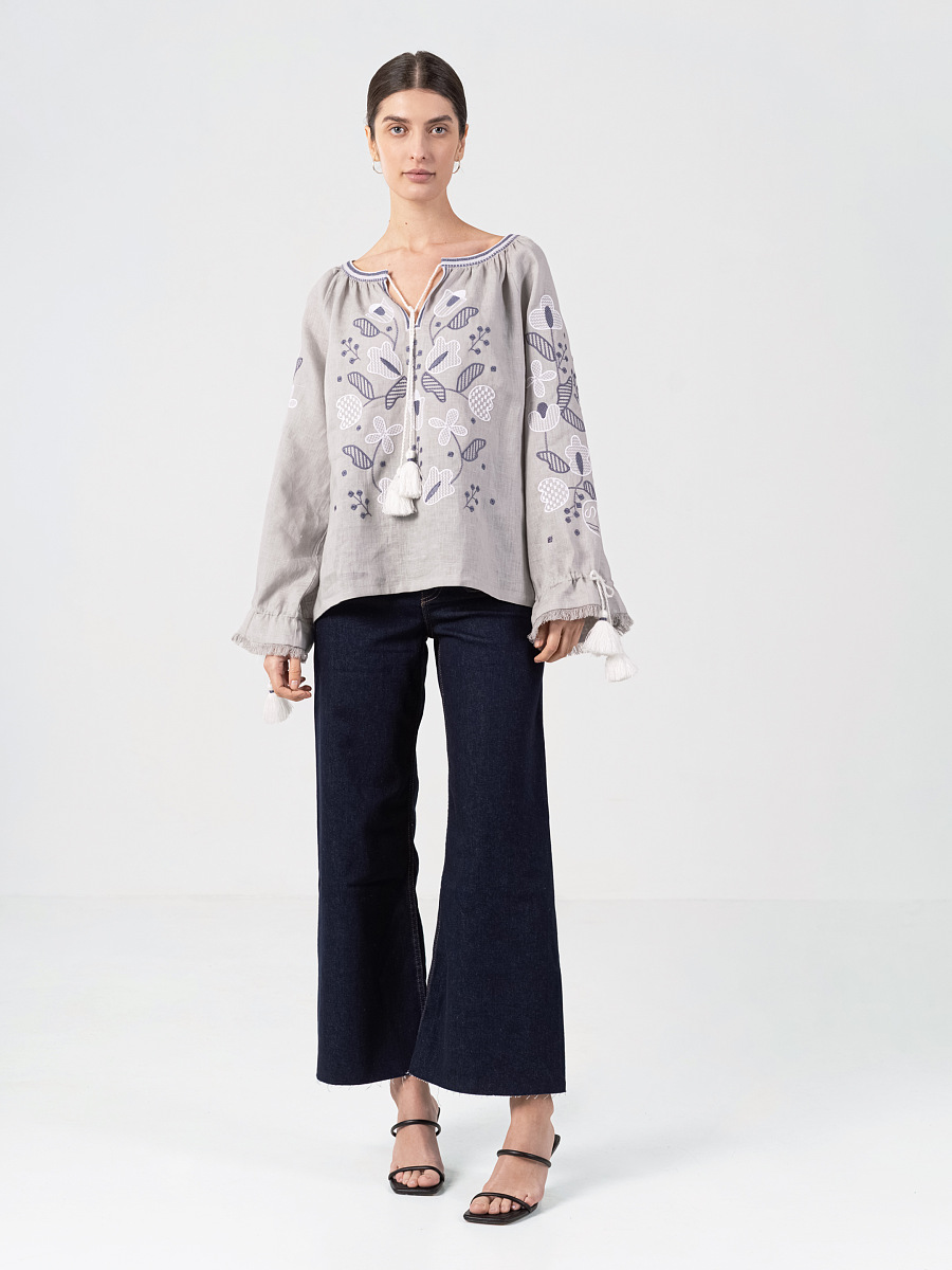Linen embroidered shirt with floral ornament Harmony [0]