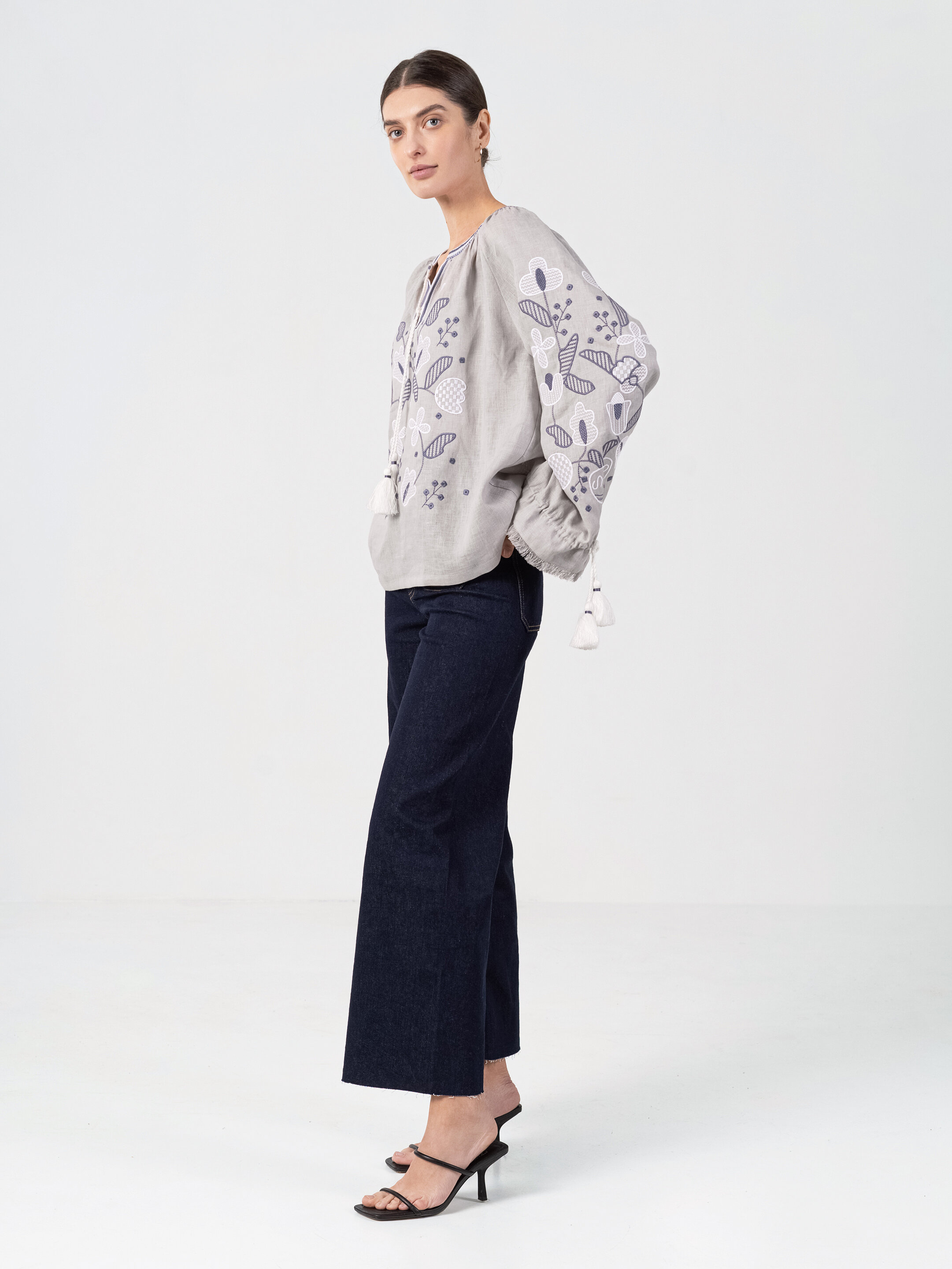 Linen embroidered shirt with floral ornament Harmony in Ukraine