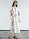 White linen dress with floral embroidery Sobachko