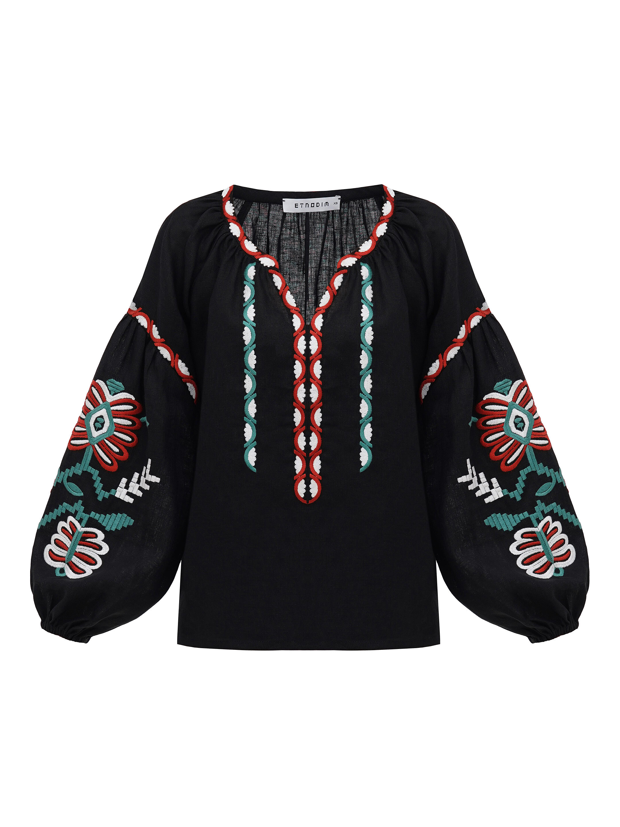 Embroidered shirt with black linen VARENYK buy