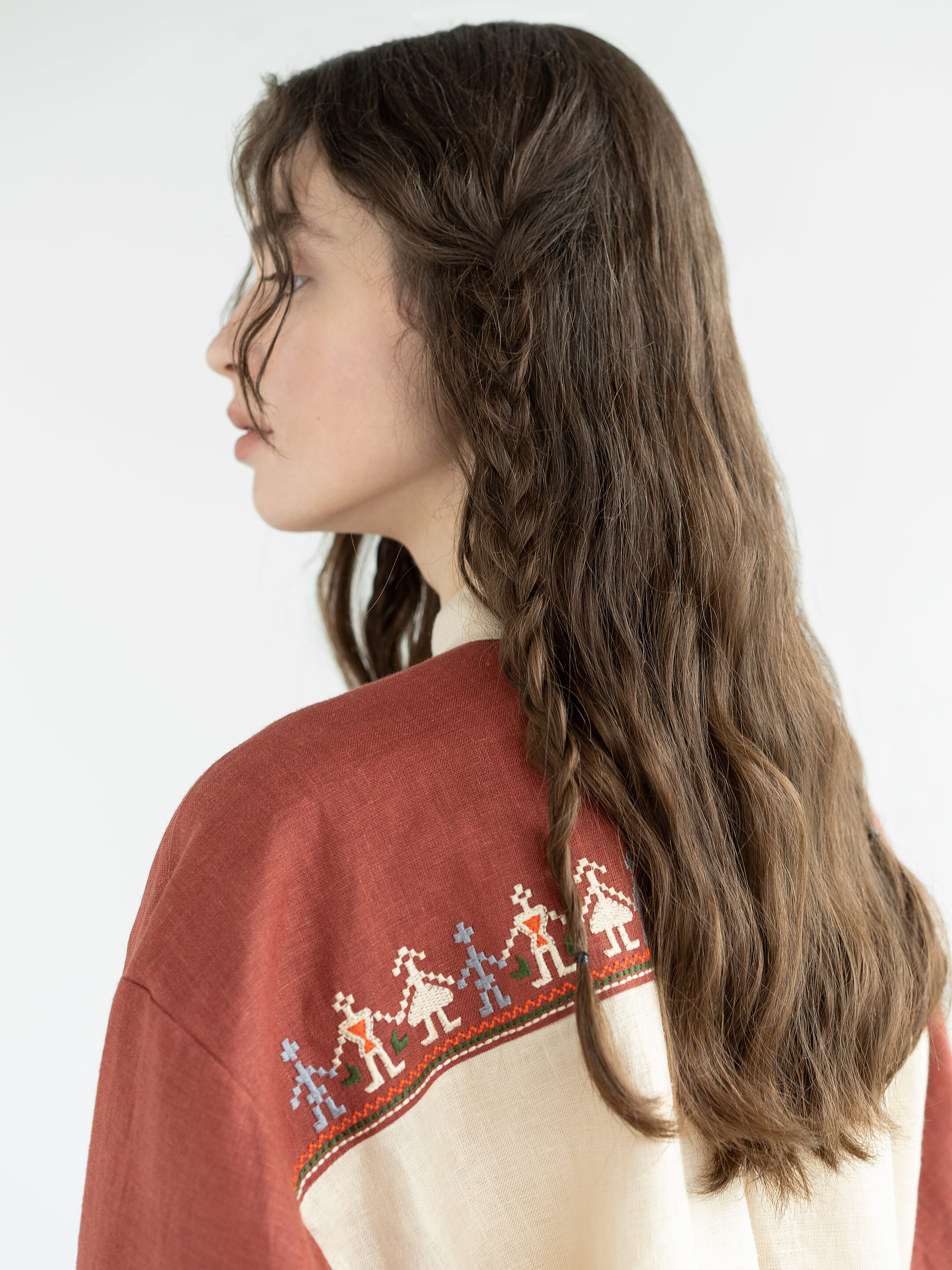 Linen shirt with embroidered cities-heroes Smilyvist 2 sizes