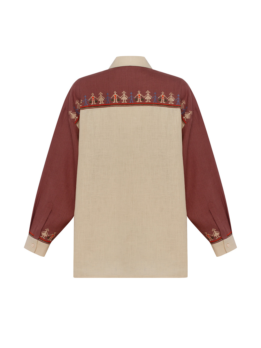 Linen shirt with embroidered cities-heroes Smilyvist 2 [0]