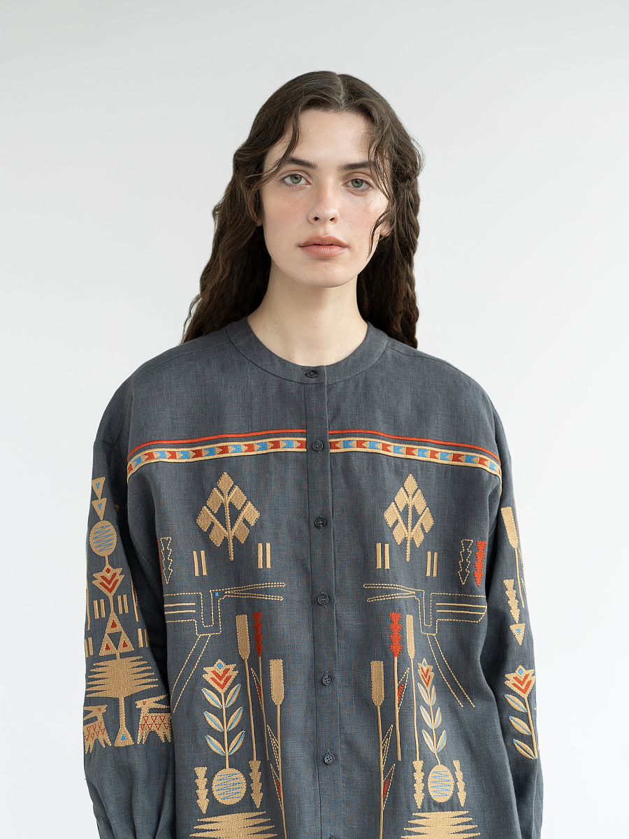 Linen shirt with embroidery Saenko [0]