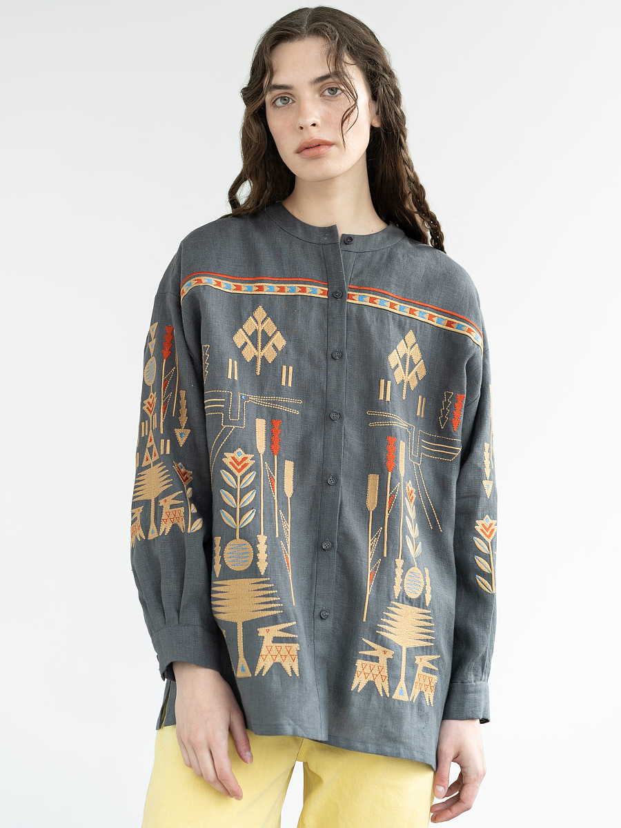 Linen shirt with embroidery Saenko [0]
