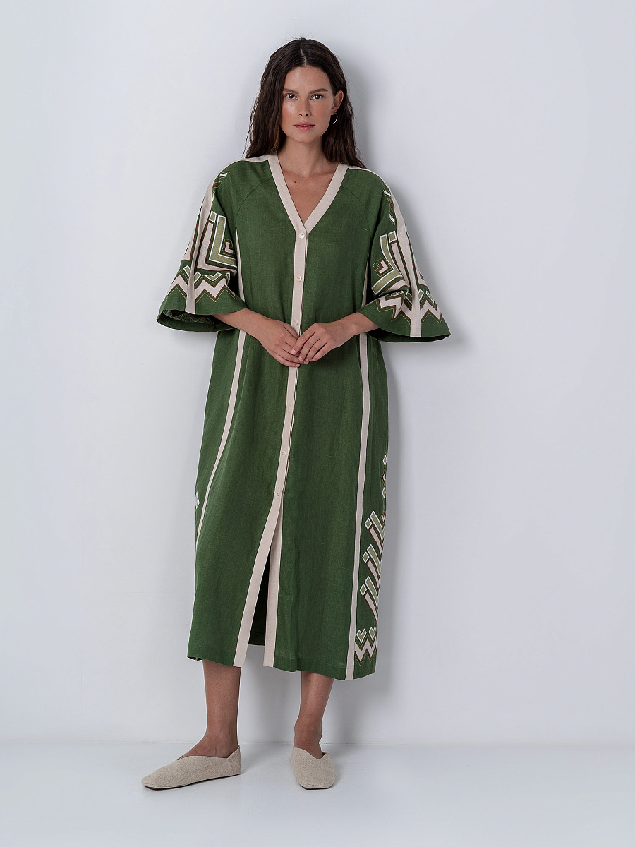 Green dress with short sleeve Symwol [0]