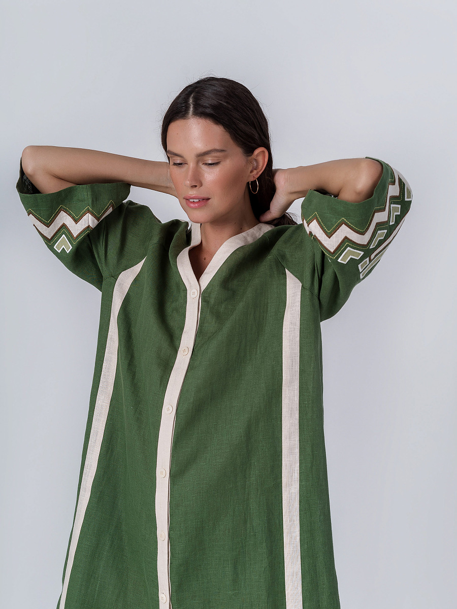 Green dress with short sleeve Symwol [0]