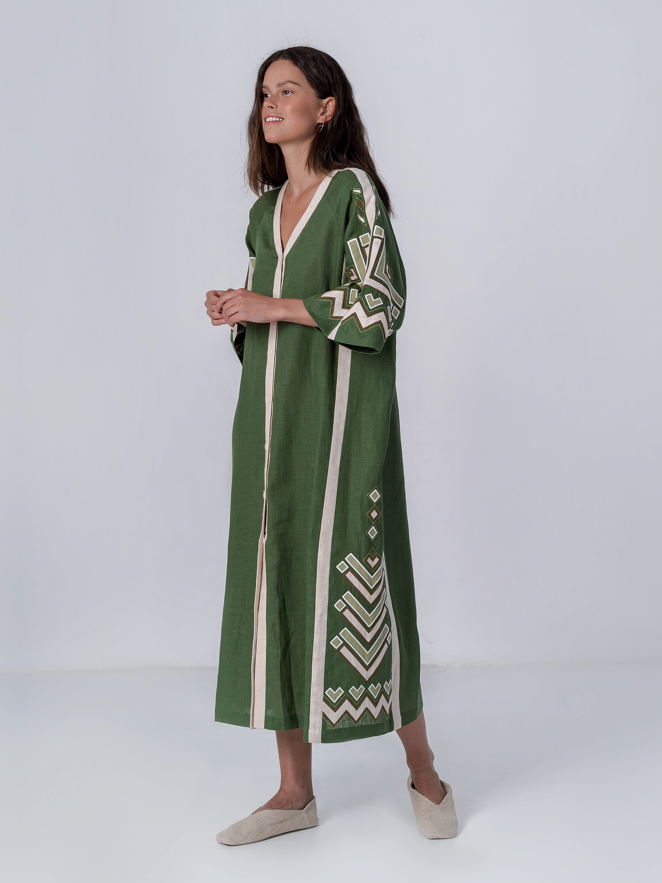 Green dress with short sleeve Symwol Buy