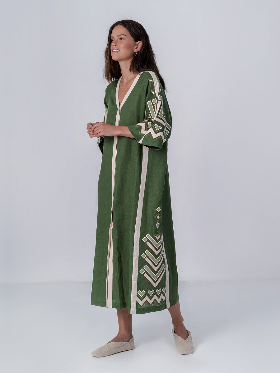 Green dress with short sleeve Symwol [0]