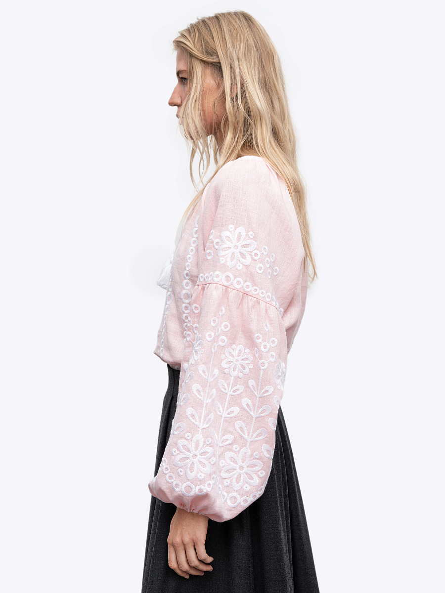 Light purple embroidered linen with floral ornament BOTANIC [0]