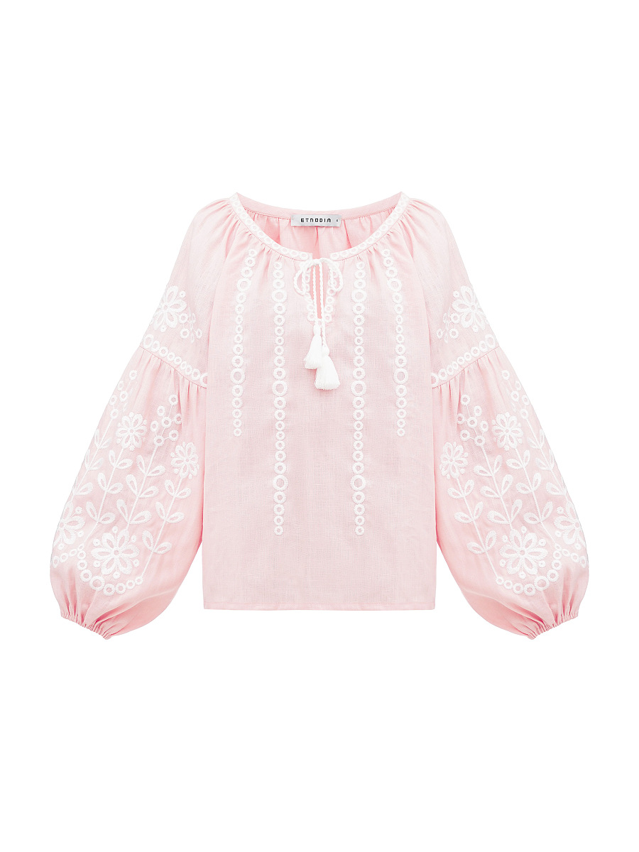 Light purple embroidered linen with floral ornament BOTANIC [0]