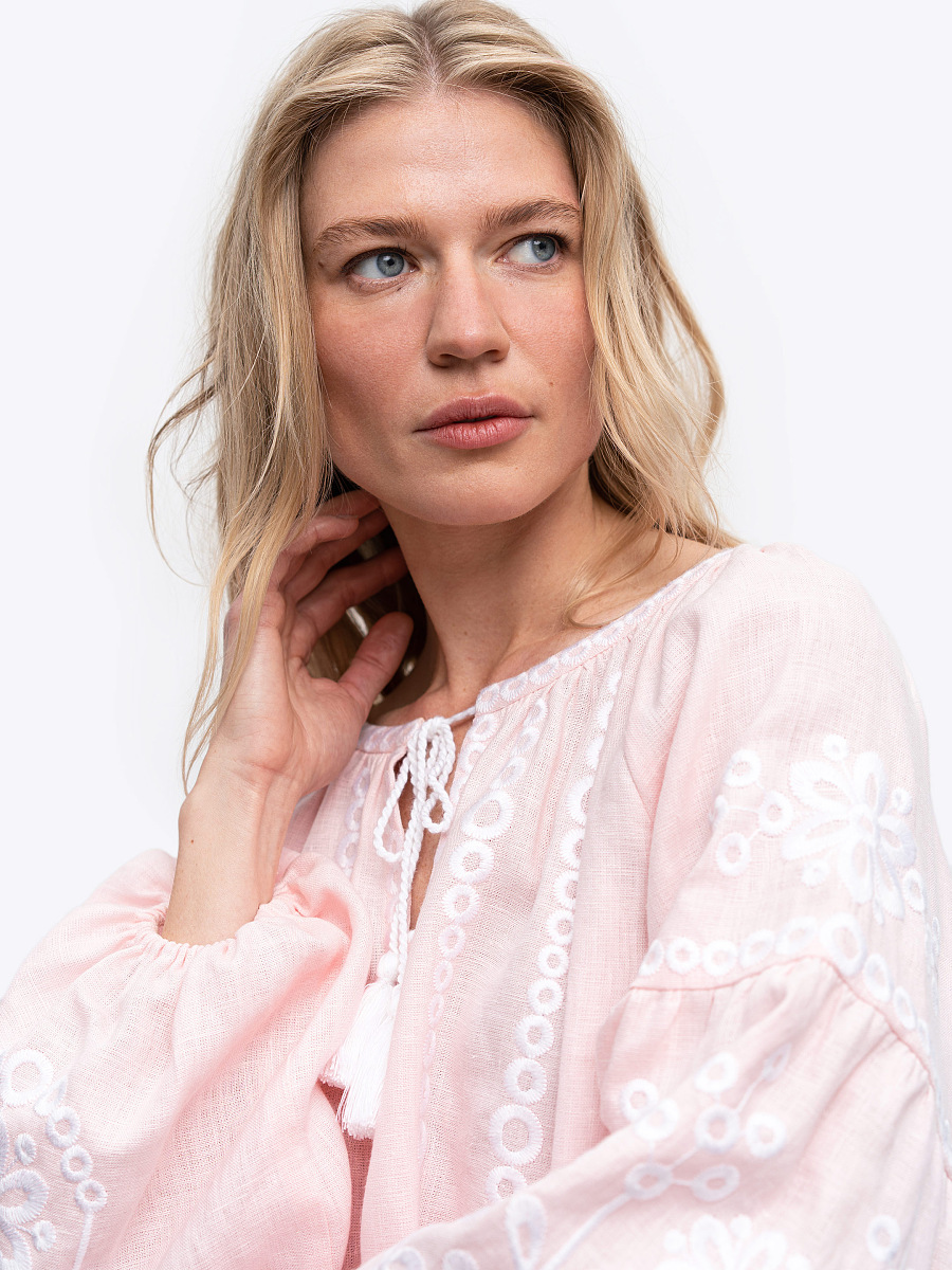 Light purple embroidered linen with floral ornament BOTANIC [0]