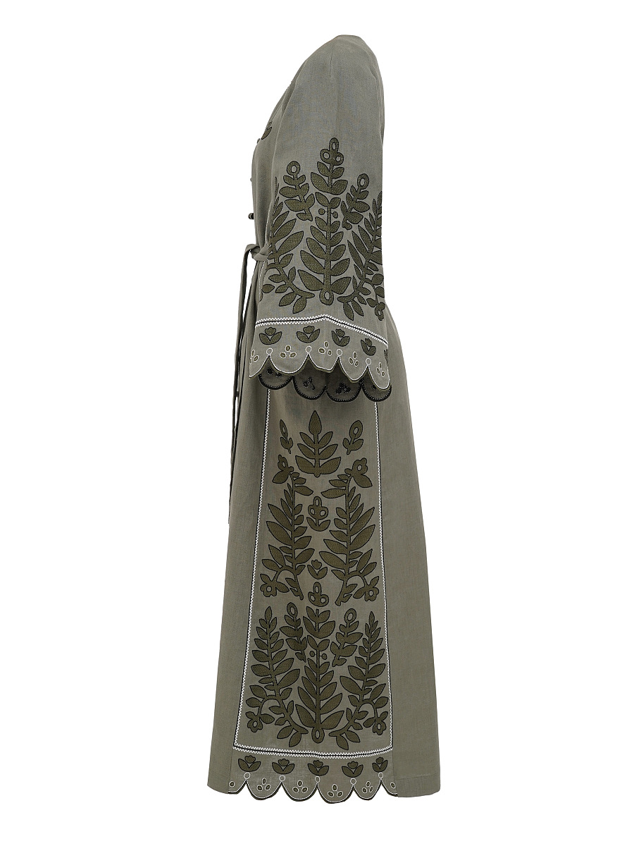 Linen embroidered dress with buttons Smereka [0]