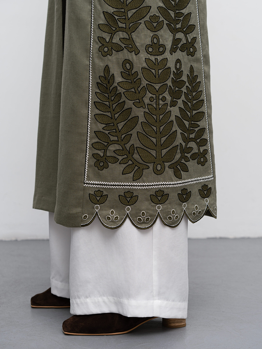 Linen embroidered dress with buttons Smereka [0]
