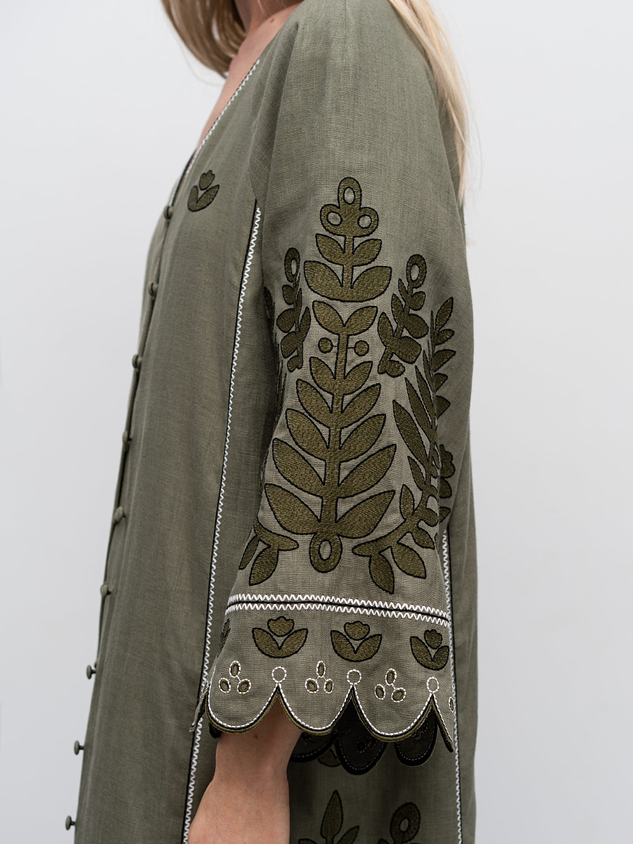 Linen embroidered dress with buttons Smereka [0]