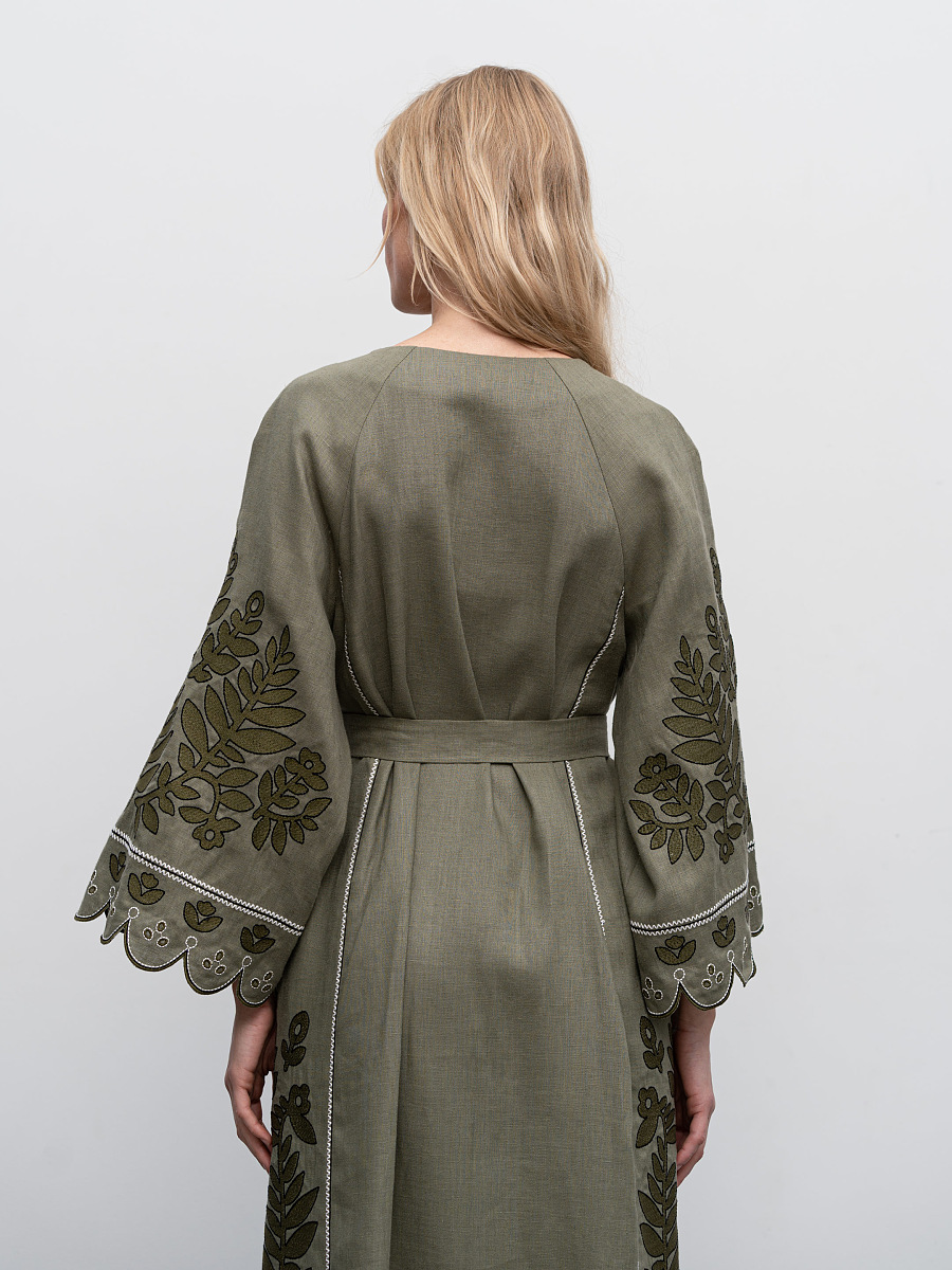 Linen embroidered dress with buttons Smereka [0]