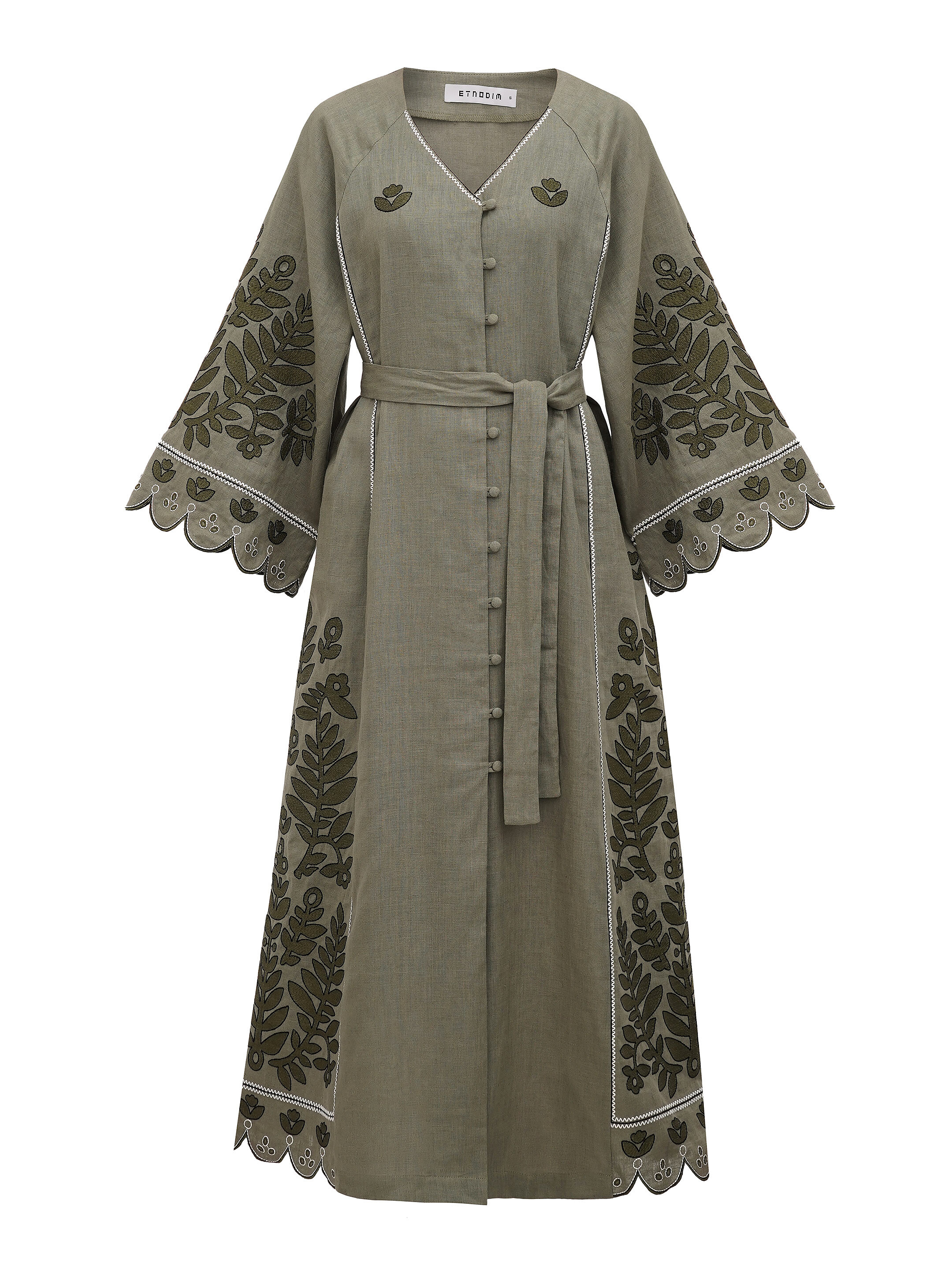 Linen embroidered dress with buttons Smereka buy