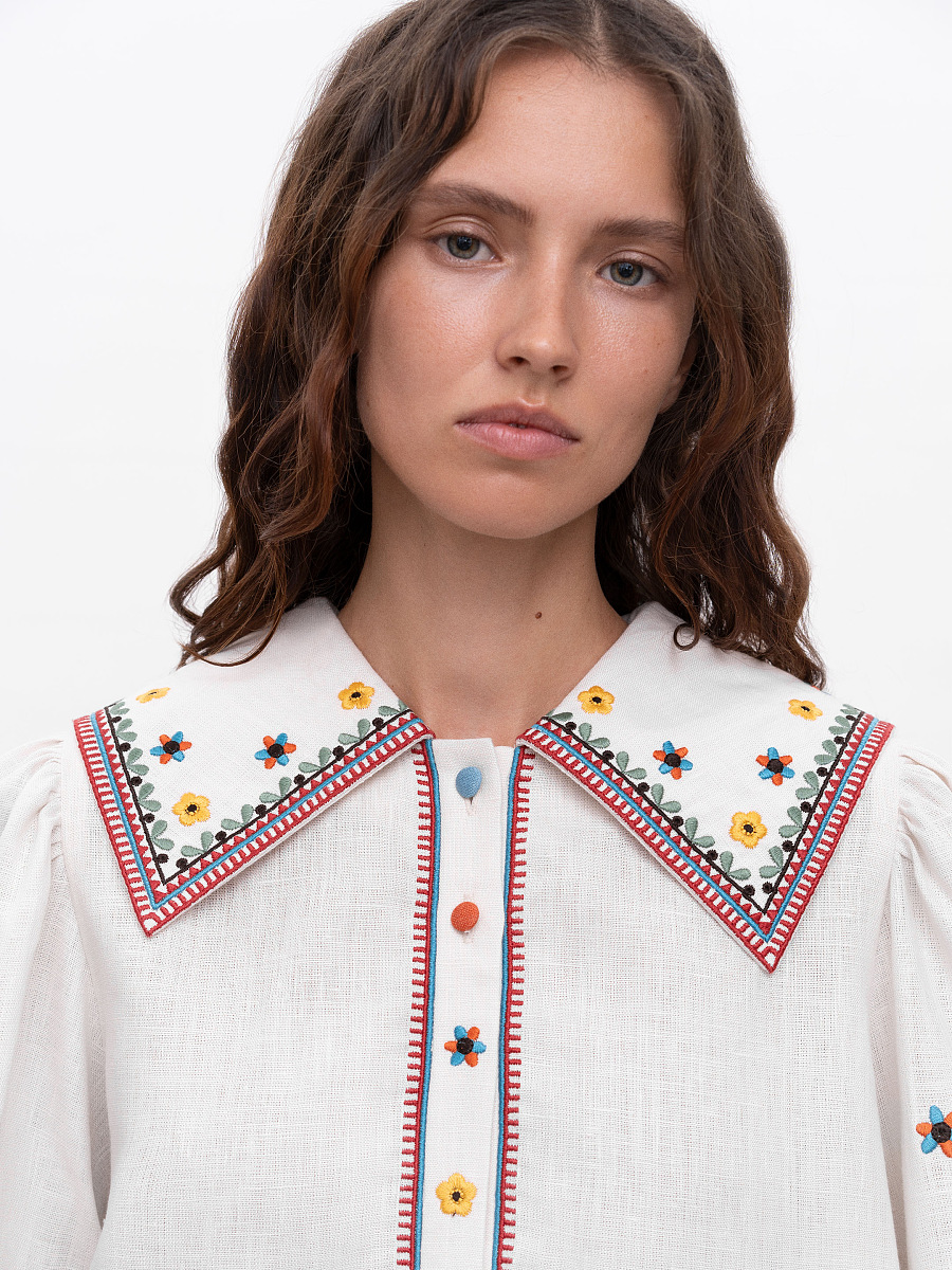Embroidered linen shirt with yavorivsky ornament Yavir [0]