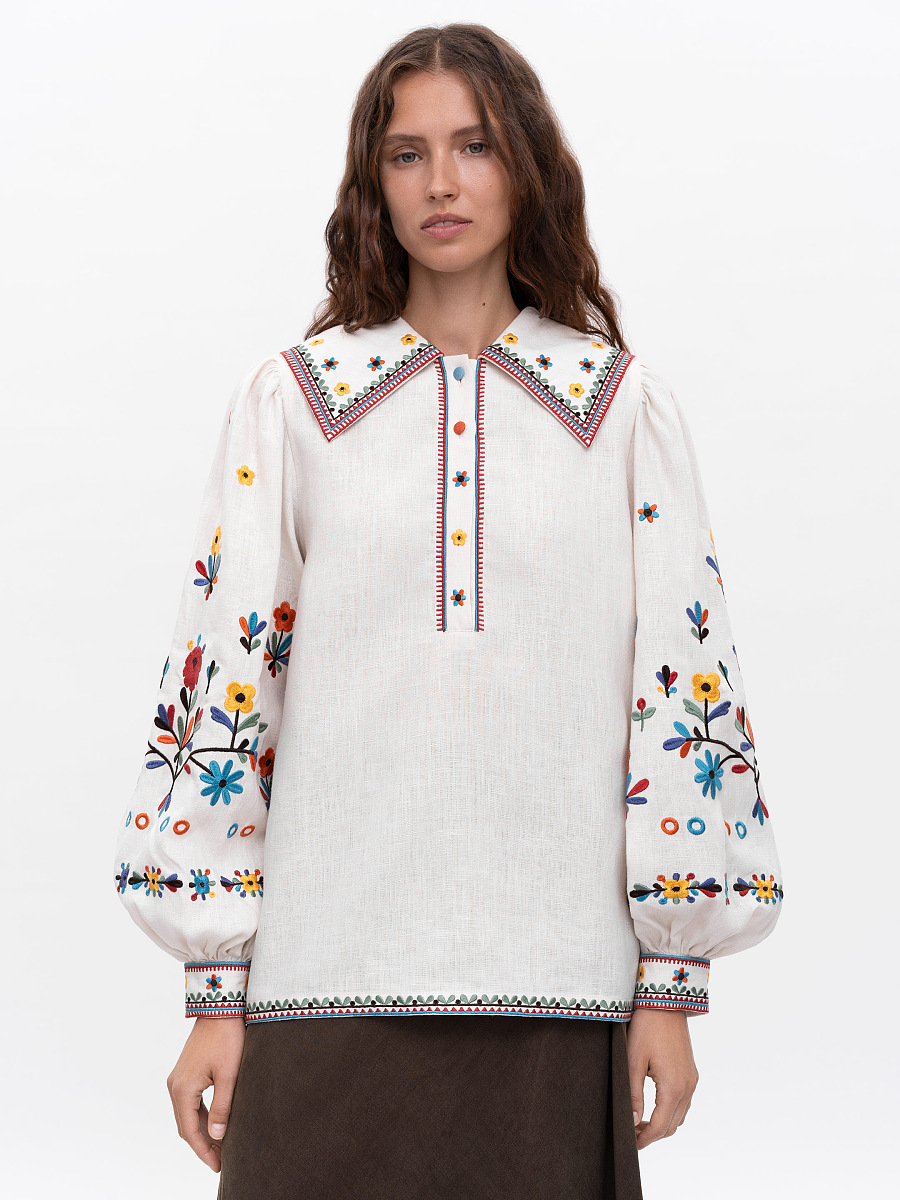 Embroidered linen shirt with yavorivsky ornament Yavir [0]