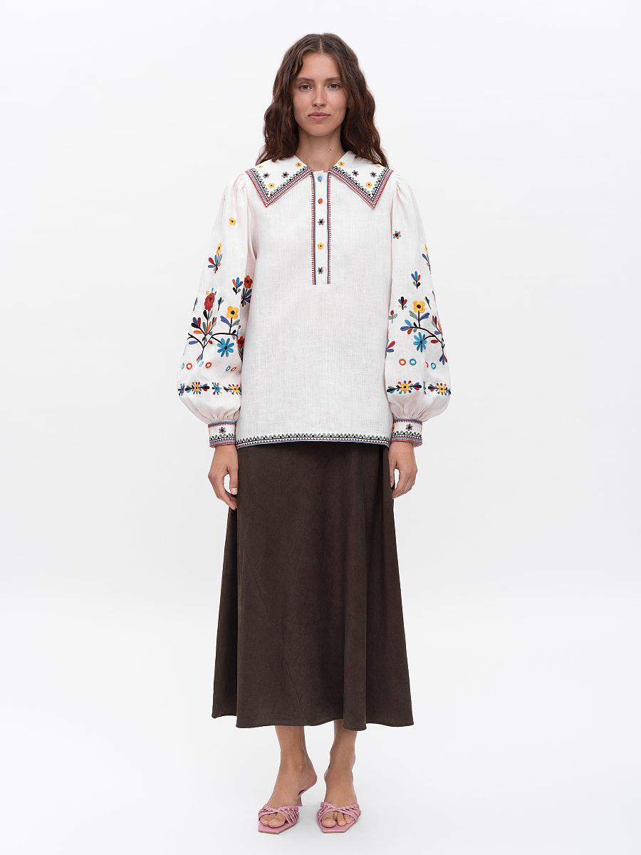 Embroidered linen shirt with yavorivsky ornament Yavir [0]
