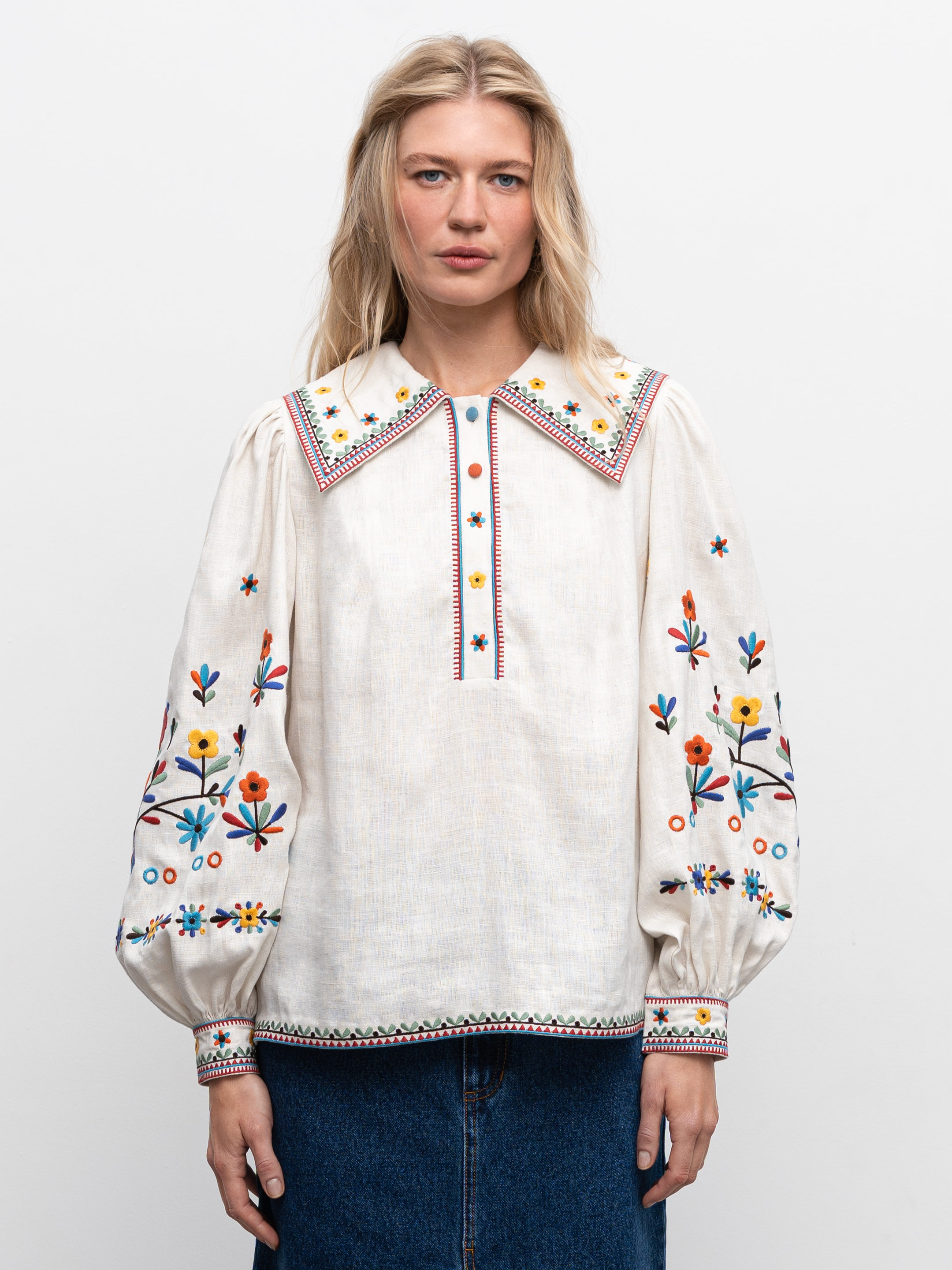 Embroidered linen shirt with yavorivsky ornament Yavir - photo 1