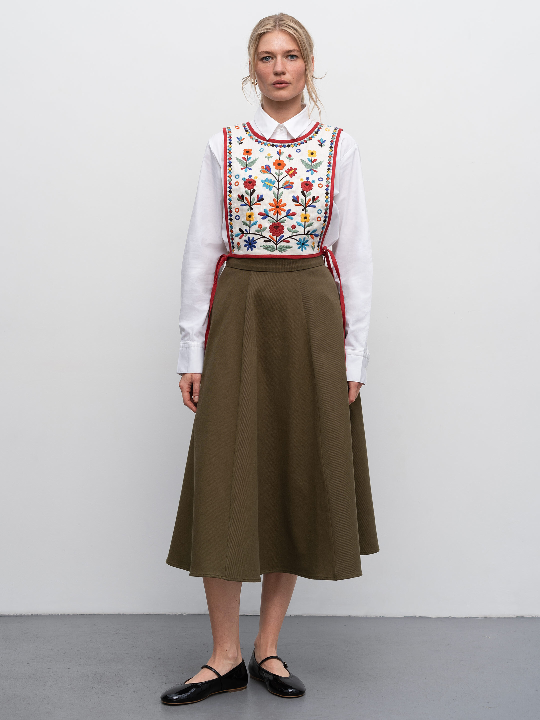 Linen embroidered vest with ties Yaryna vest in Ukraine