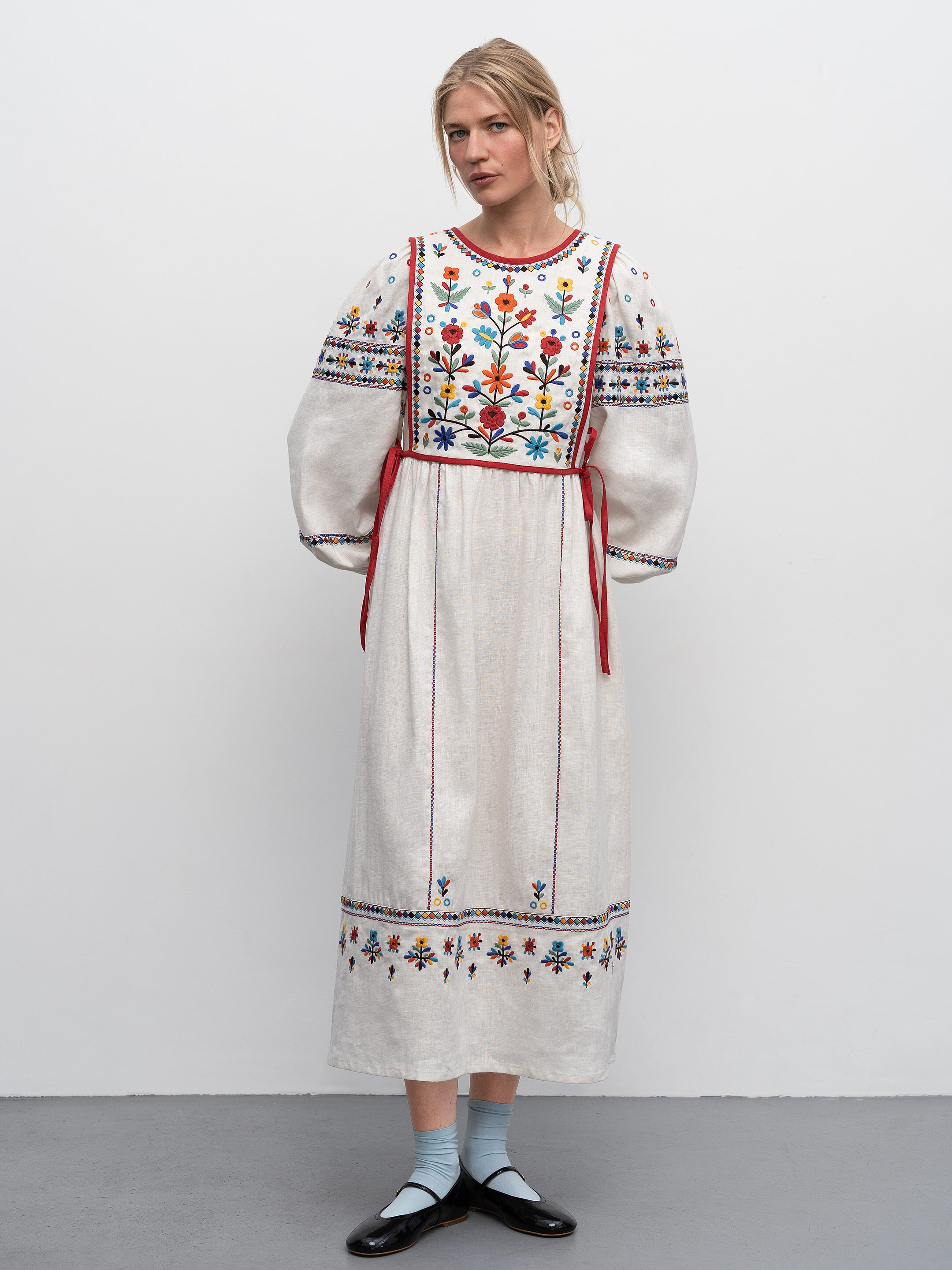 Linen embroidered vest with ties Yaryna vest choose