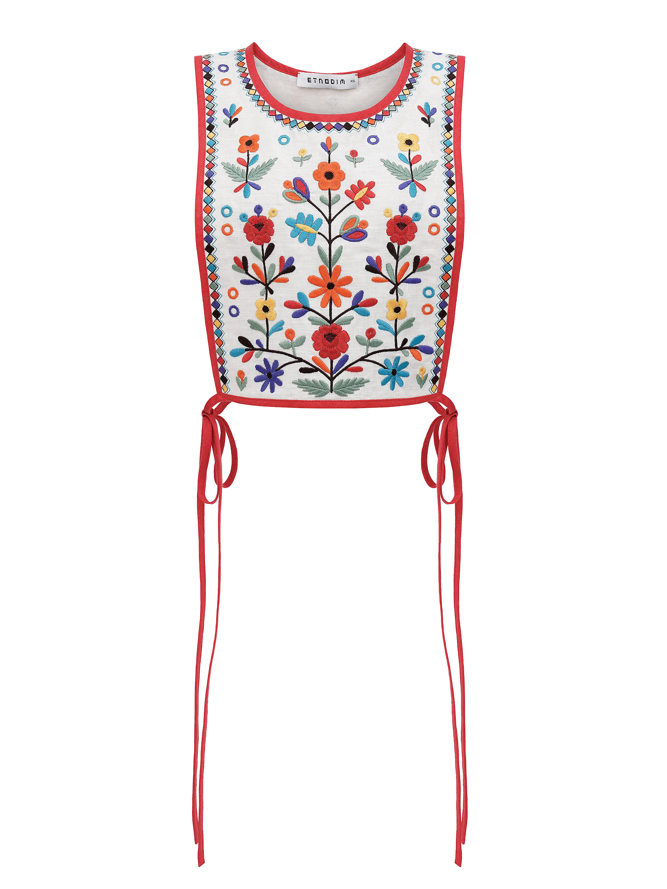 Linen embroidered vest with ties Yaryna vest sizes