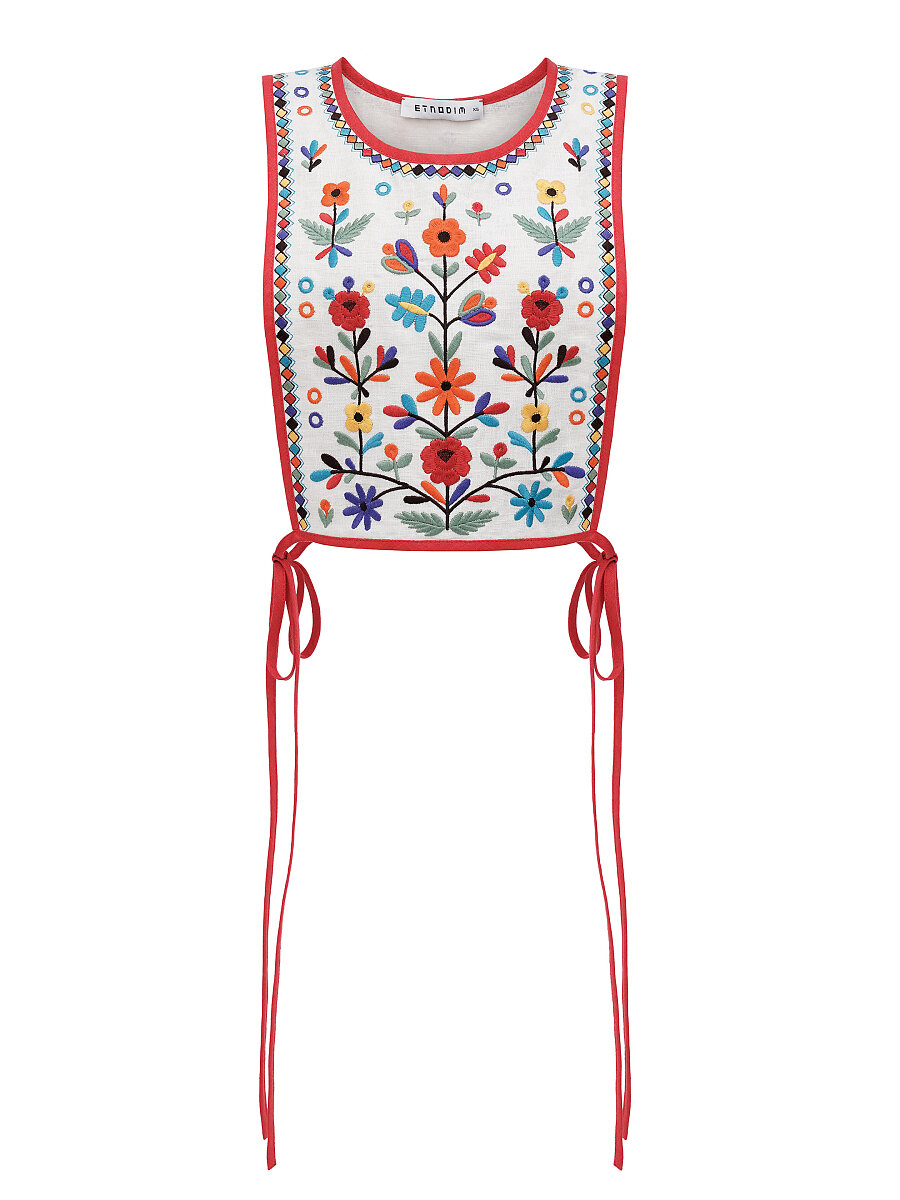 Linen embroidered vest with ties Yaryna vest [0]