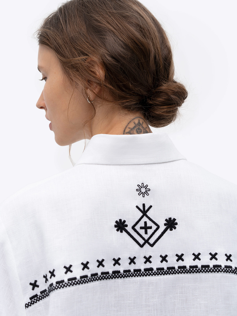 White linen shirt with embroidery Tsvit [0]