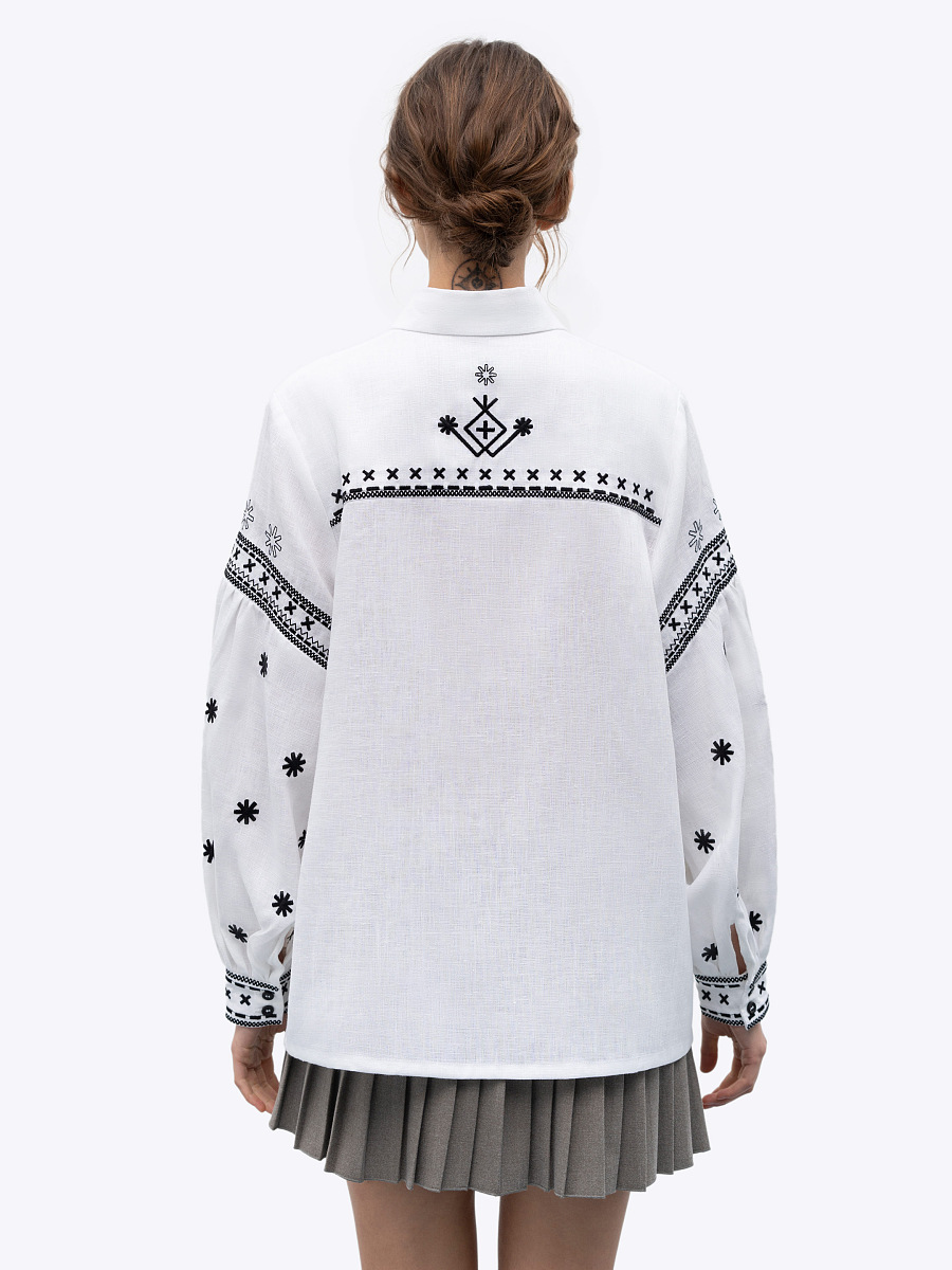 White linen shirt with embroidery Tsvit [0]