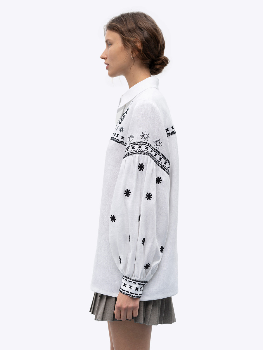 White linen shirt with embroidery Tsvit [0]