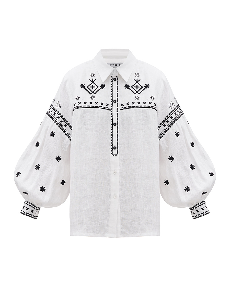White linen shirt with embroidery Tsvit [0]