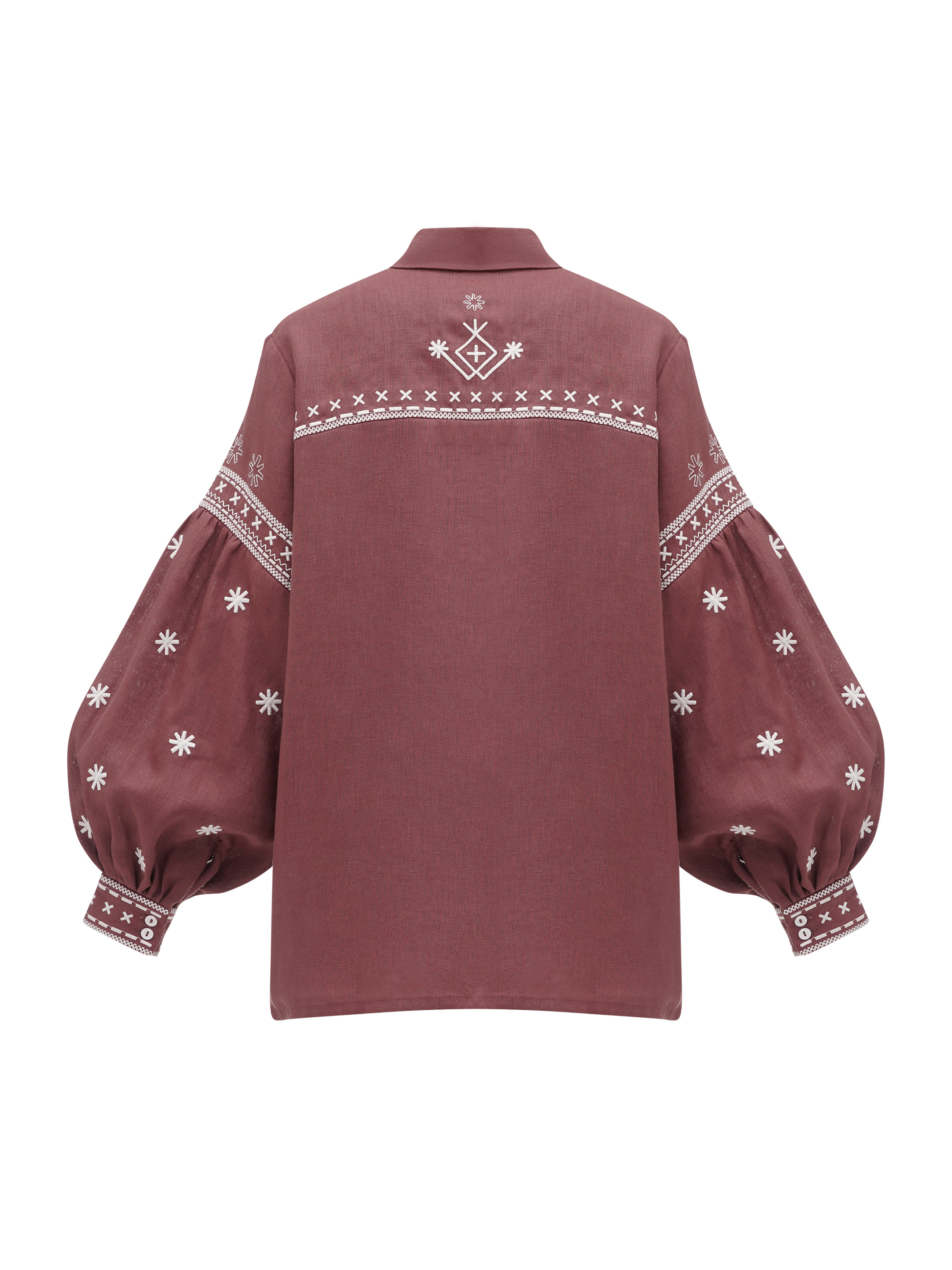 Terracotta linen shirt with embroidery Tsvit Tera buy in Kyiv, 186 