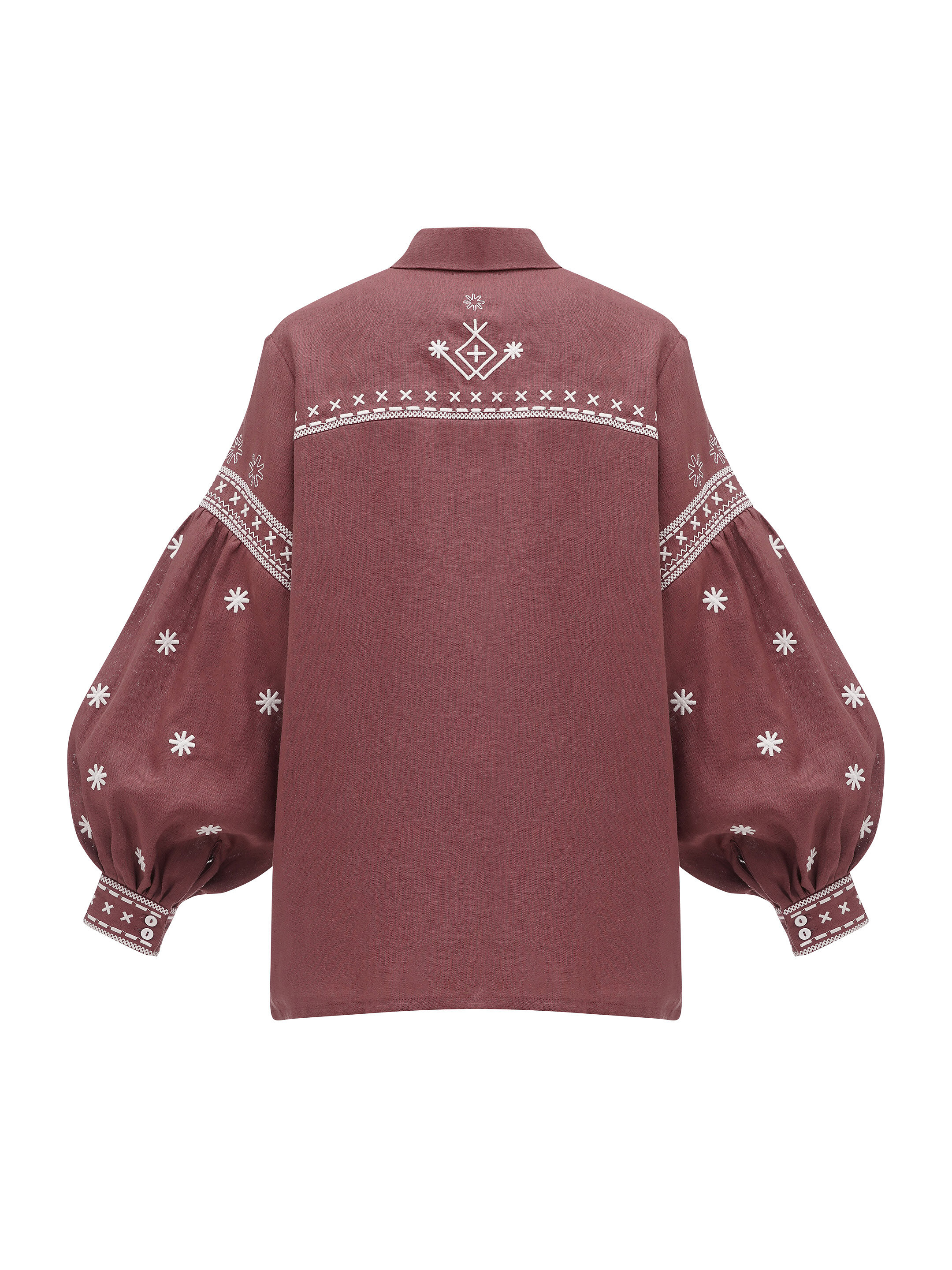 Terracotta linen shirt with embroidery Tsvit Tera sizes