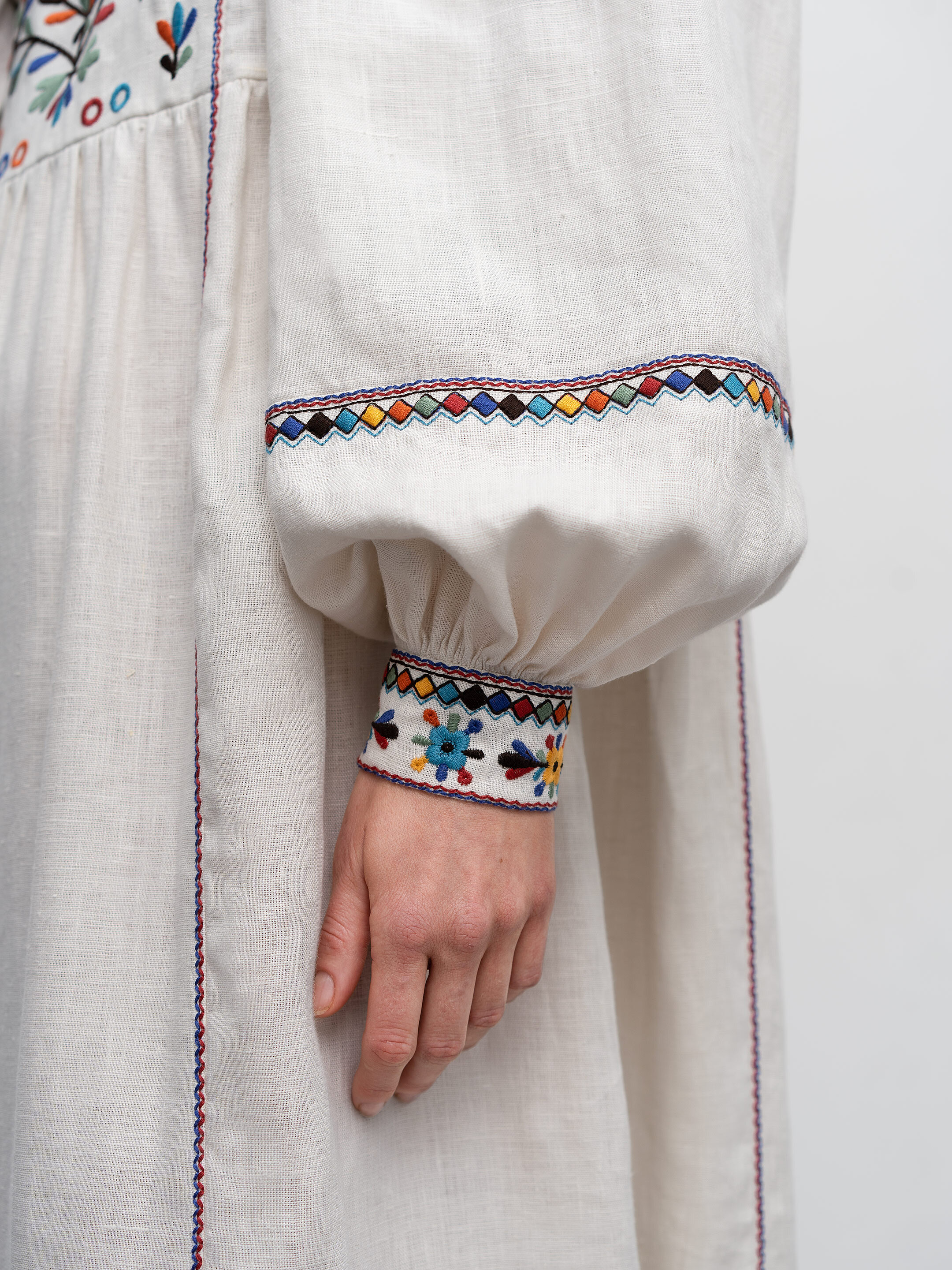 Long embroidered linen dress with yavorivsky ornament Yaryna ціна