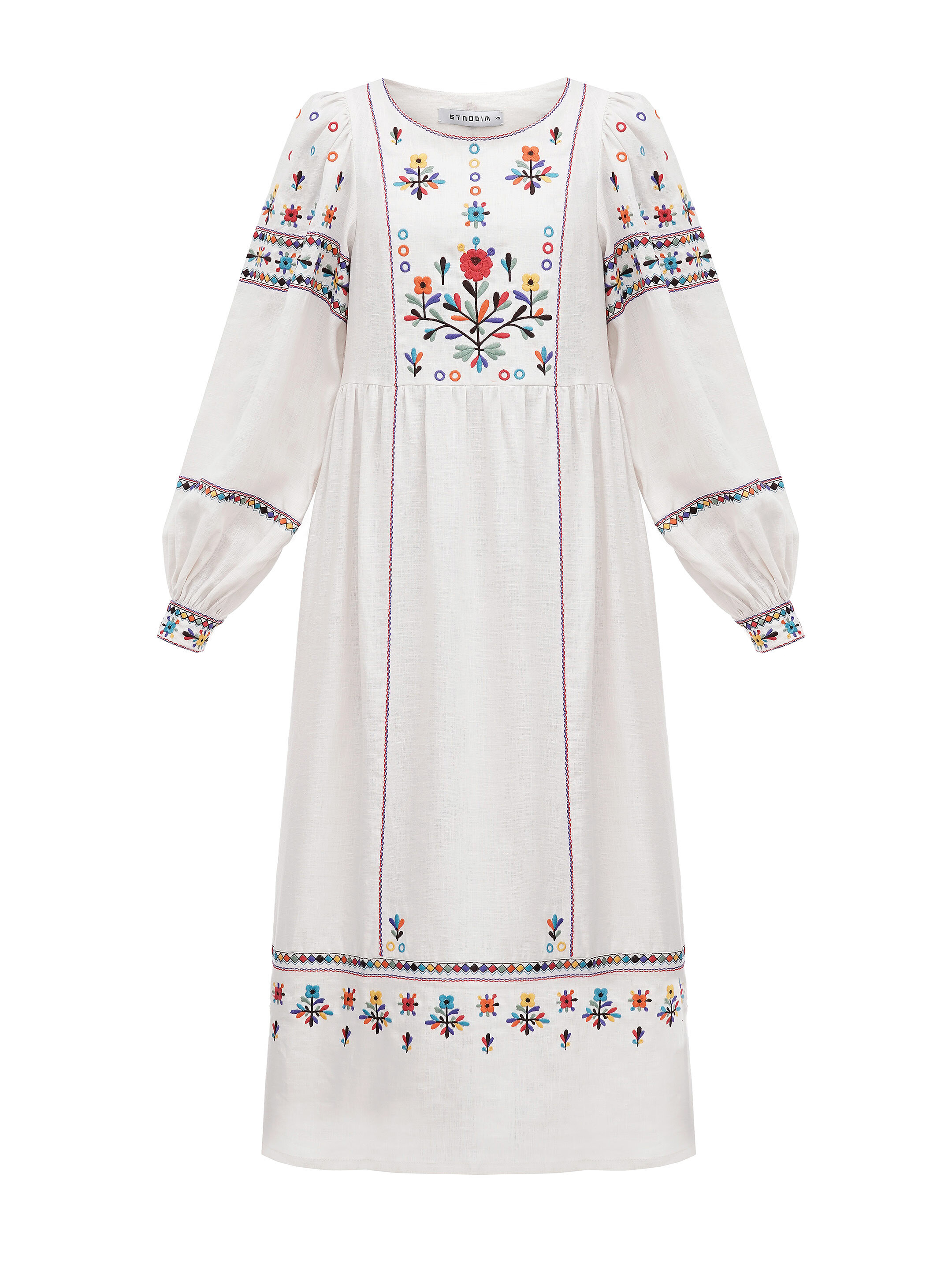 Long embroidered linen dress with yavorivsky ornament Yaryna buy