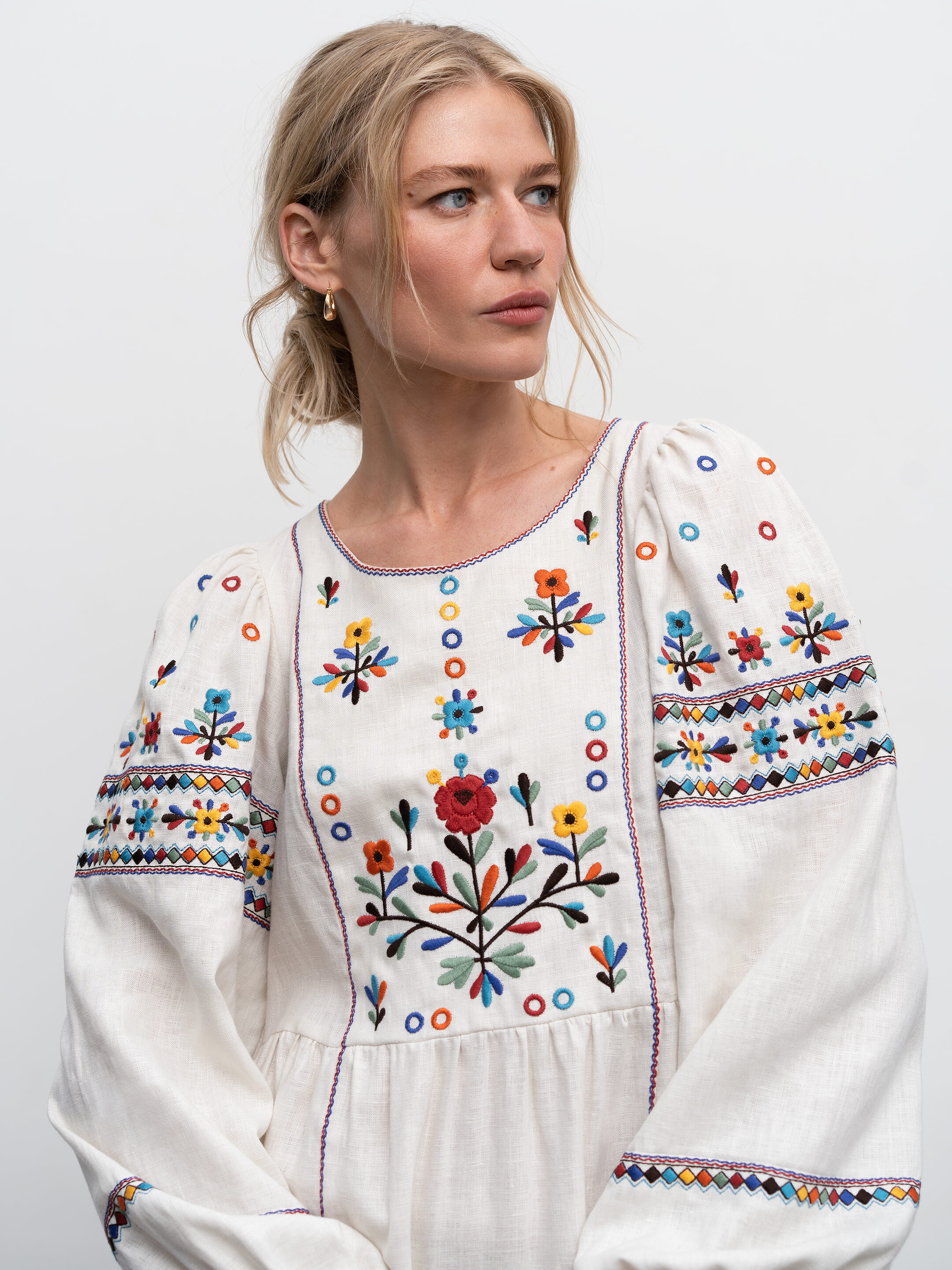 Long embroidered linen dress with yavorivsky ornament Yaryna photo