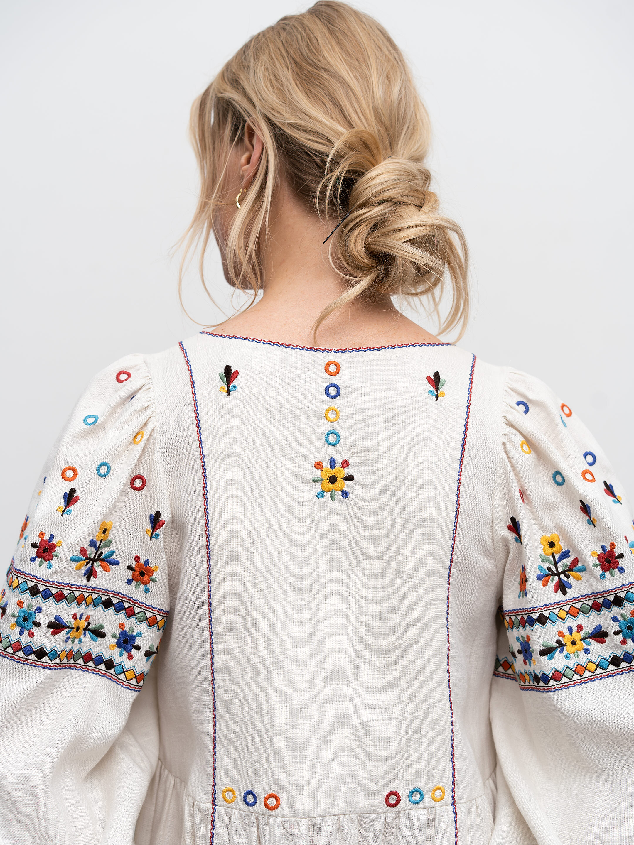 Long embroidered linen dress with yavorivsky ornament Yaryna sizes