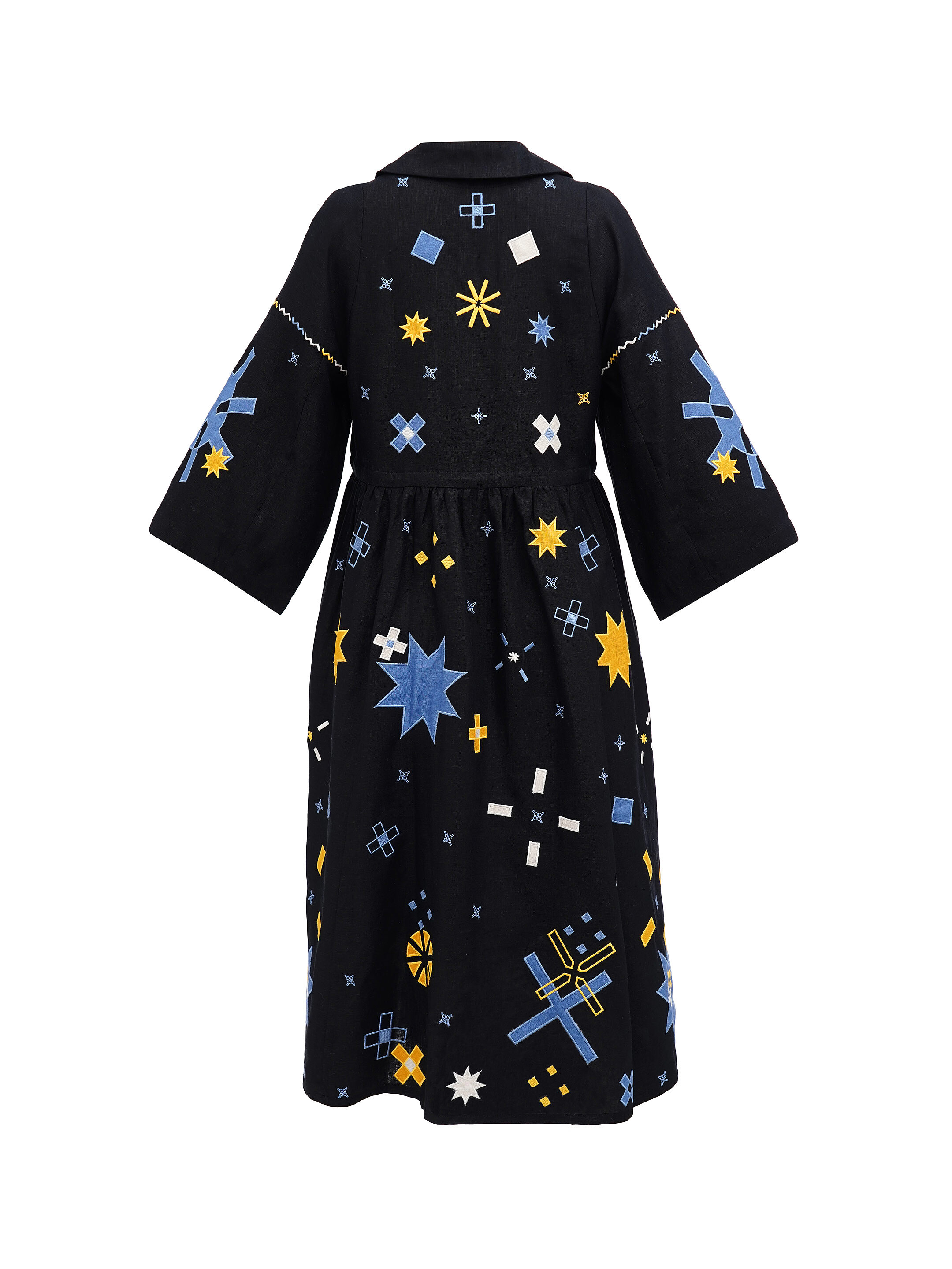 Linen dress with embroidery and applique Zori buy